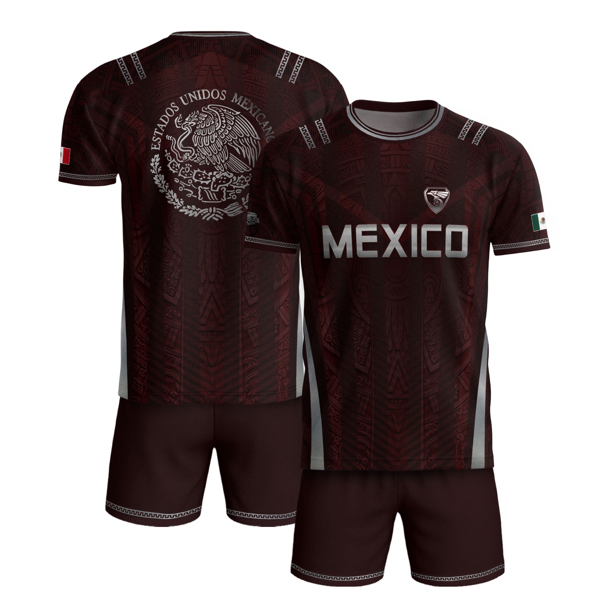 Mexico Soccer Jersey Men Maroon Silver Eagle Football Shirt Retro Fan Apparel