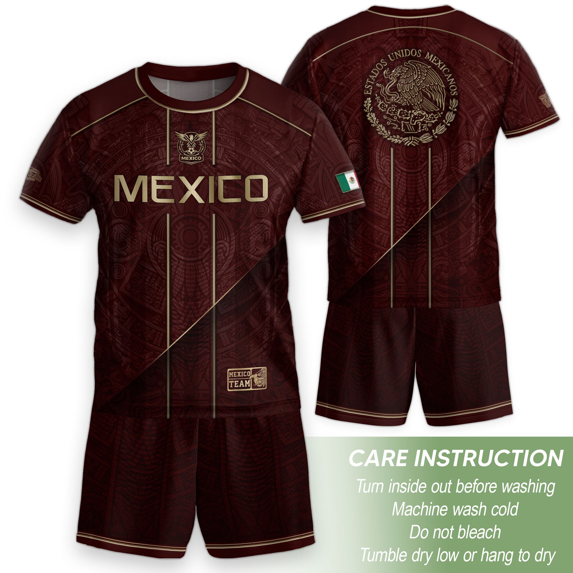 Camiseta de fútbol juvenil con estampado vertical del Águila Dorada Negra de México
