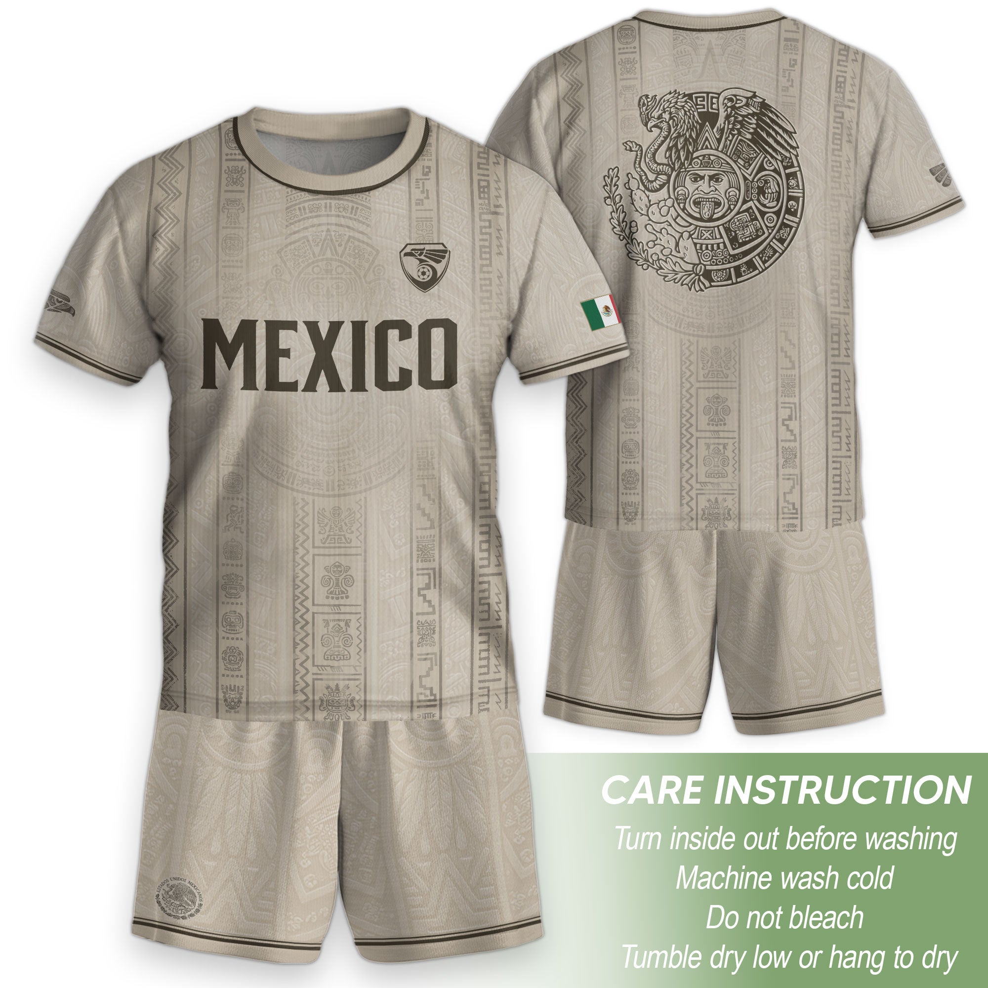 Camiseta de fútbol juvenil con estampado vertical del Águila Dorada Negra de México