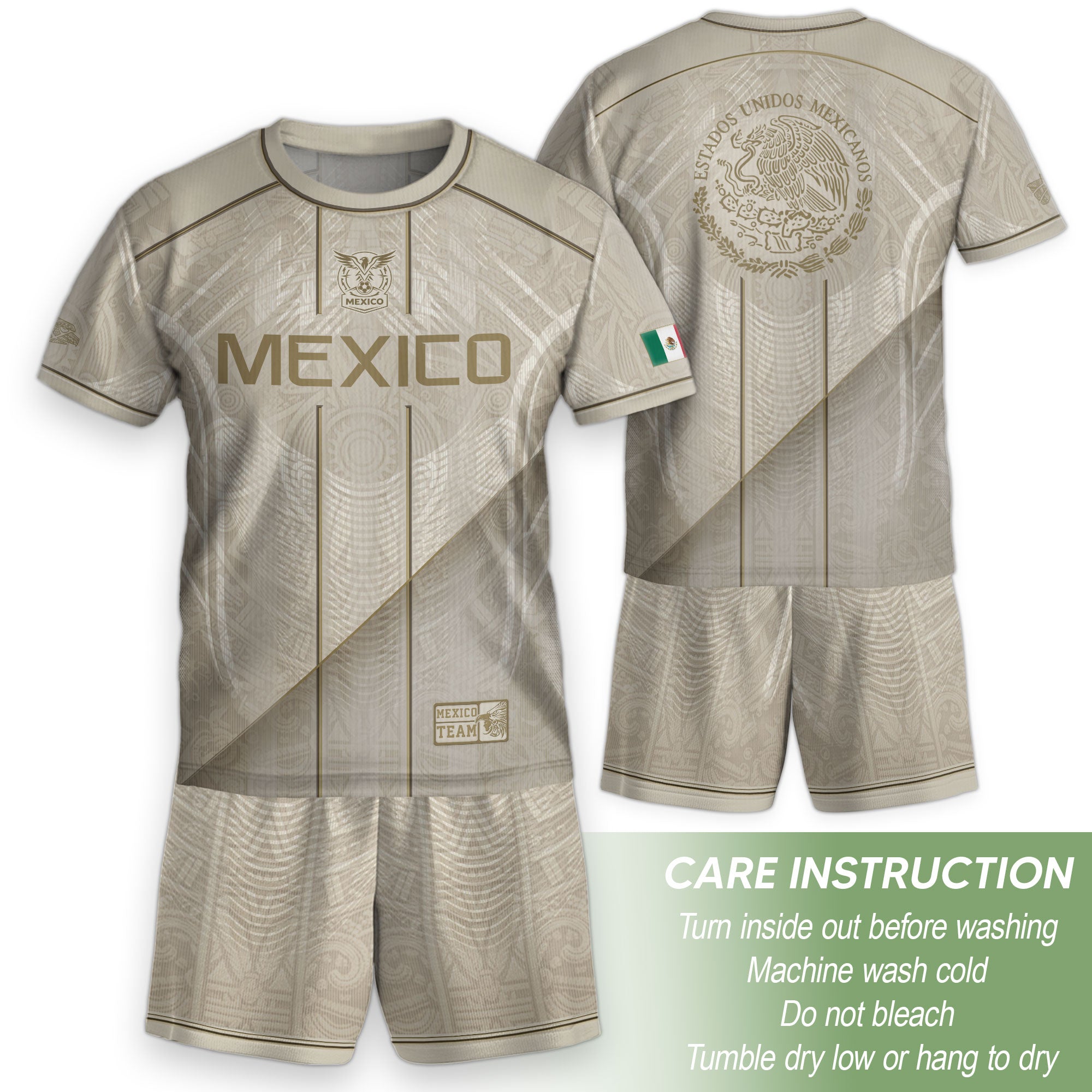 Camiseta de fútbol juvenil con estampado vertical del Águila Dorada Negra de México