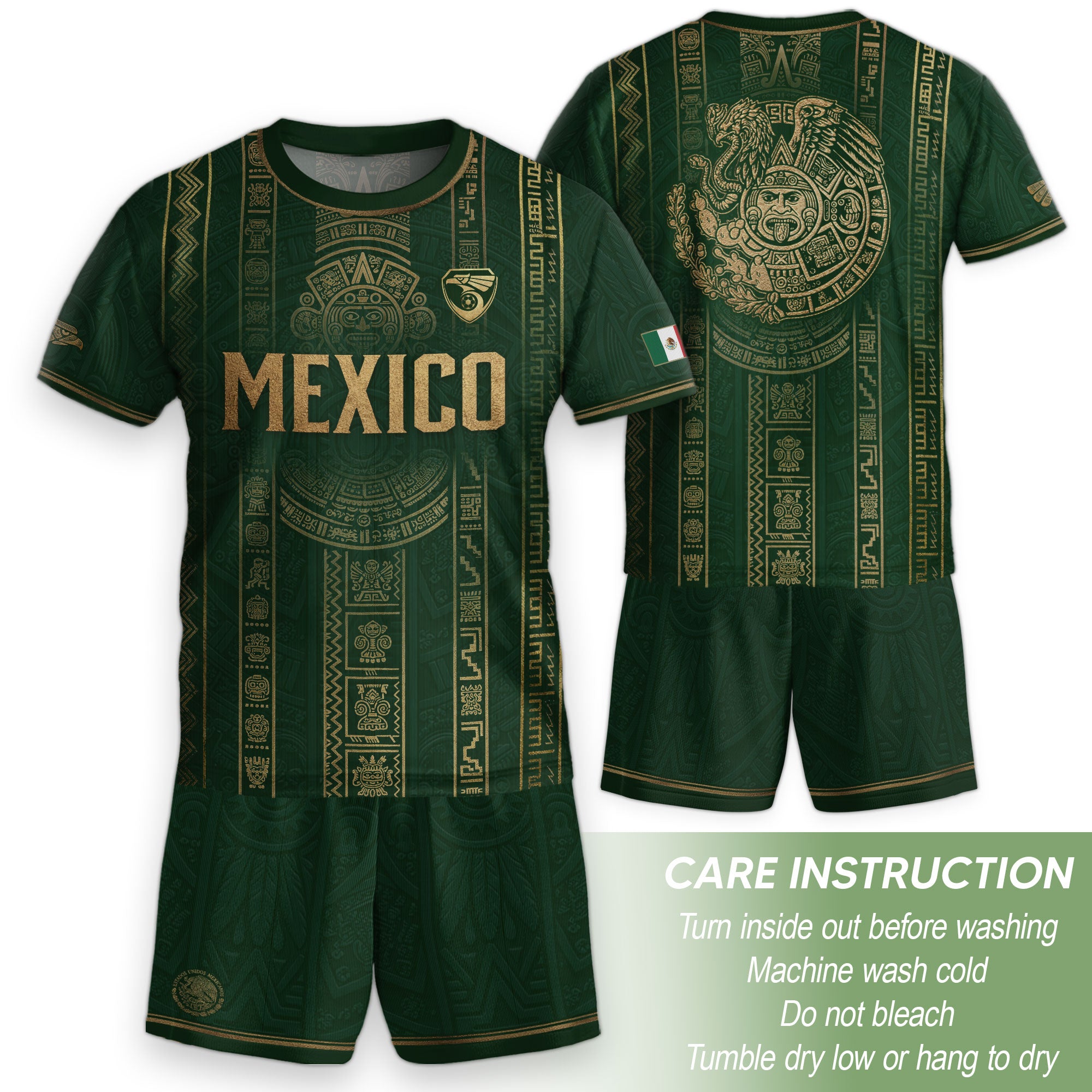 Camiseta de fútbol juvenil con estampado vertical del Águila Dorada Negra de México