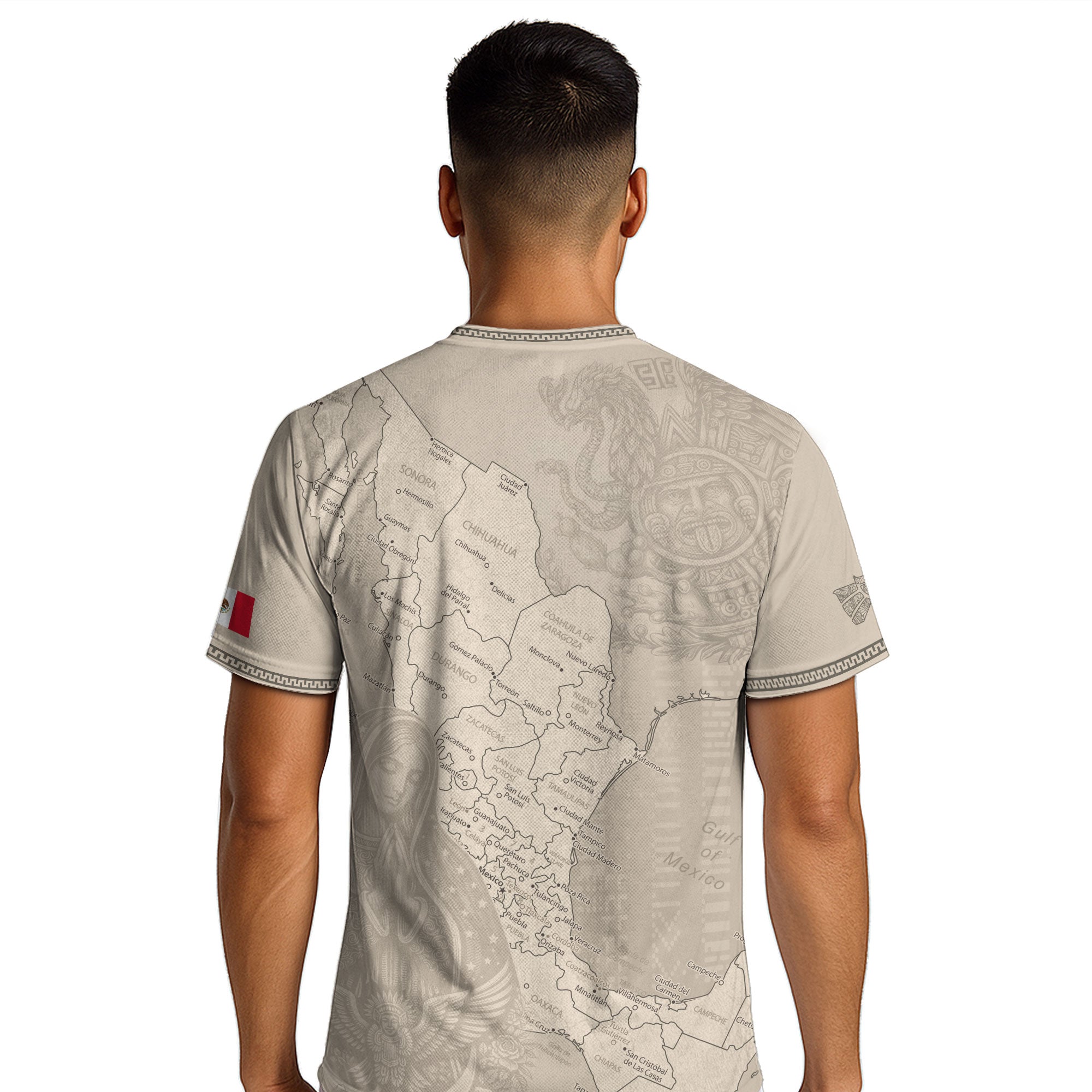 Mexico Heritage Beige Country Map Aztec Calendar Pride Graphic Soccer Jersey
