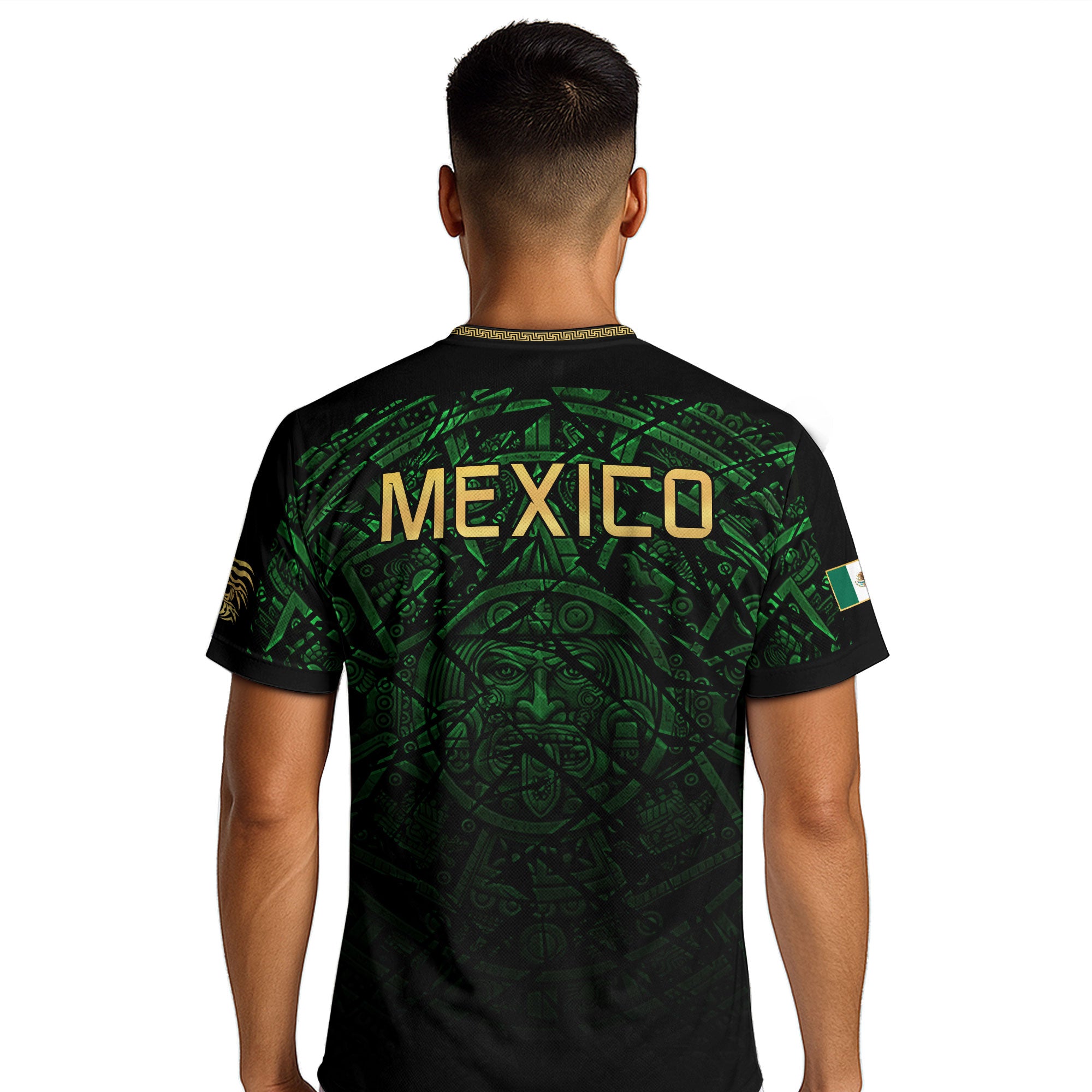 Mexico Soccer Jersey Green Black Aztec Sun Stone - Mexico Fan Heritage Style Shirt For Men, For Women