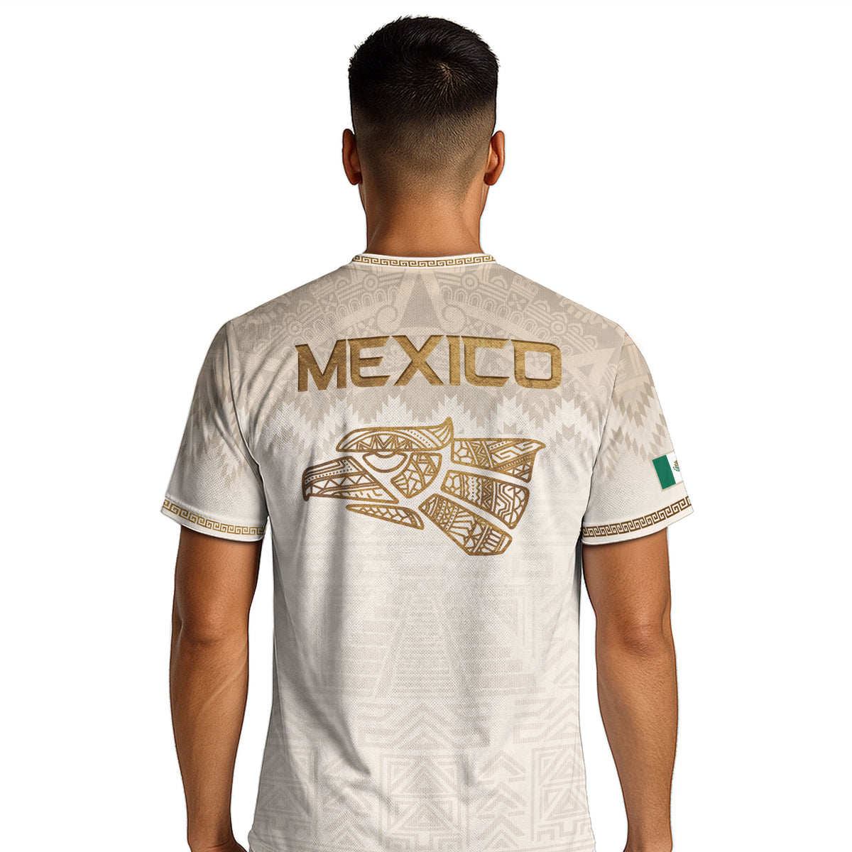 Men's Cream Beige Mexico Eagle Graphic T-Shirt – Aztec Inspired Heritage Print Tee