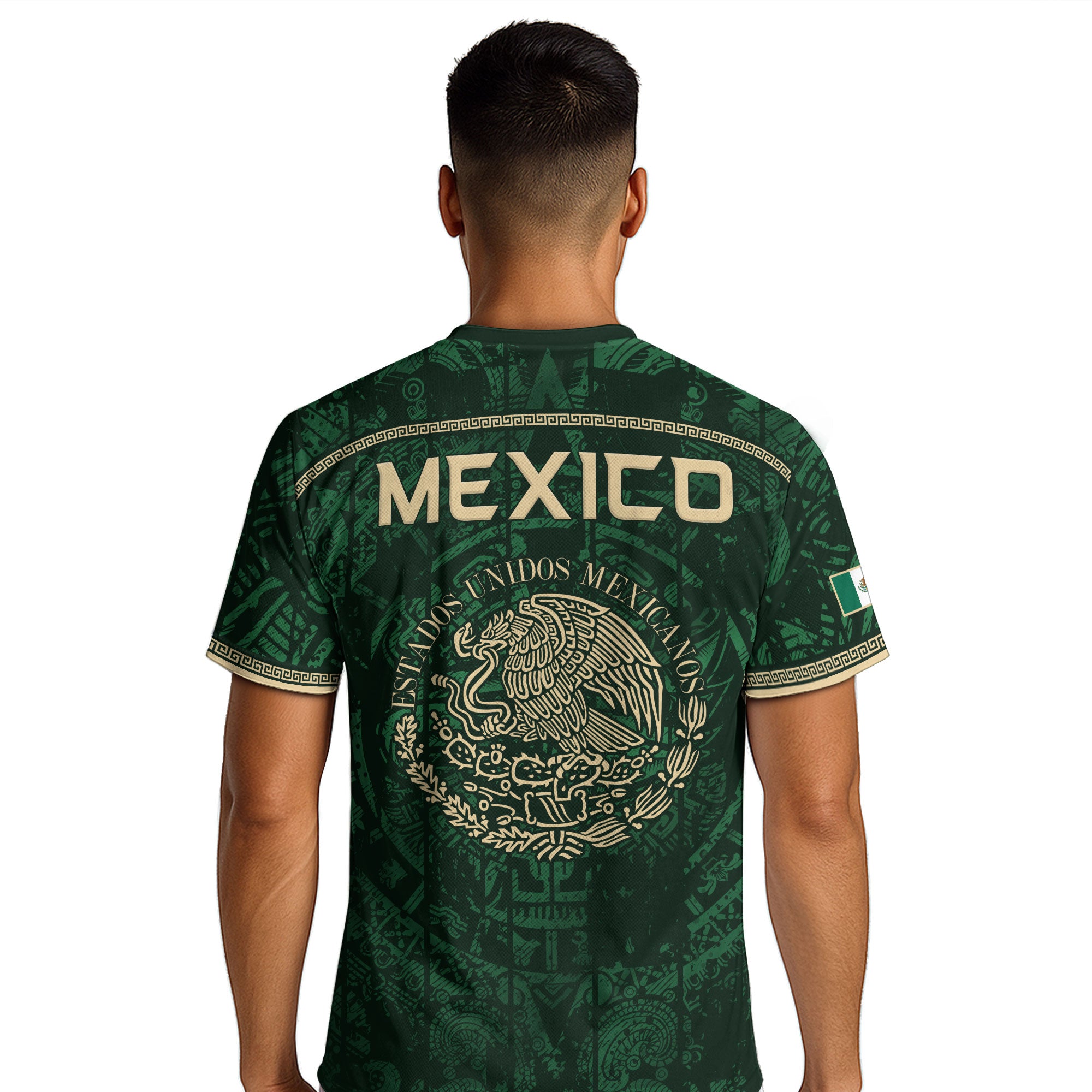 Mexico Soccer Jersey Green Eagle Crest - Aztec Sun Stone Heritage Fan Football Men Shirt