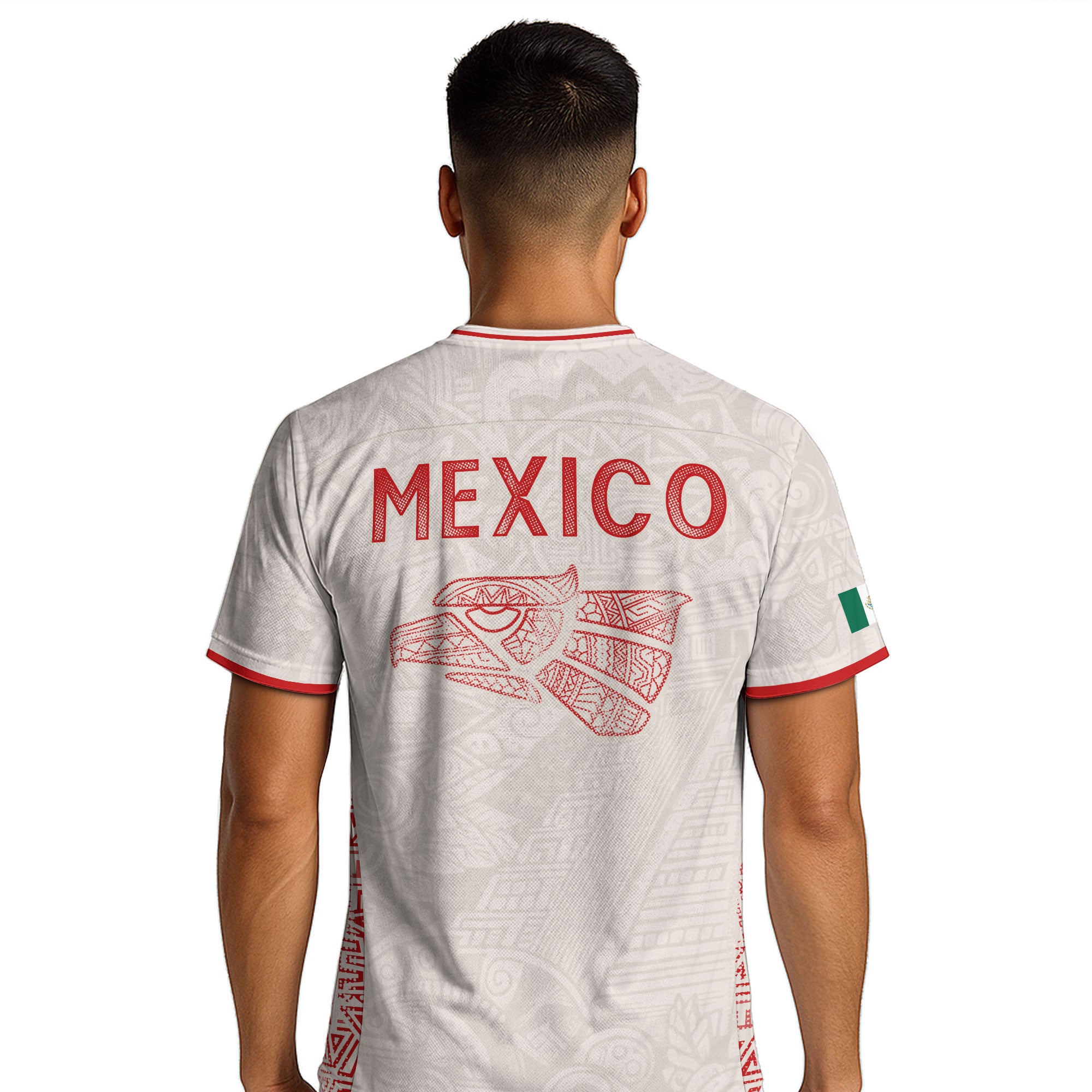 Mexico Soccer Jersey White Aztec Totem Heritage - Mexico Fan Football Design Men Shirt
