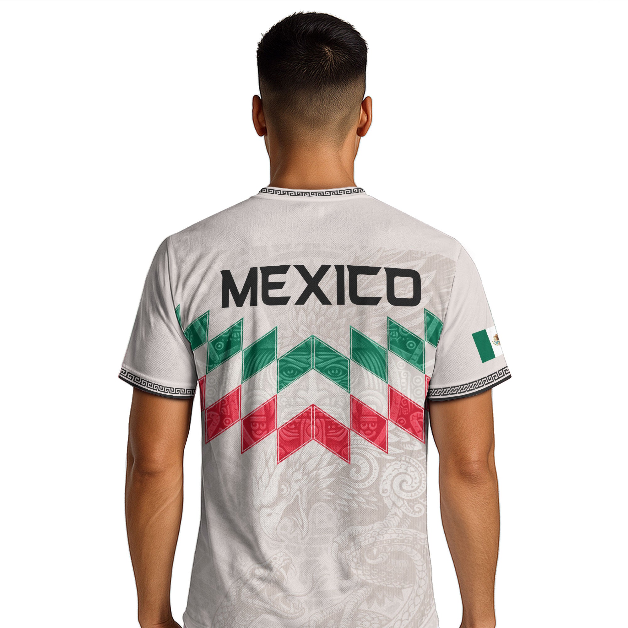 Mexico Soccer Jersey White Chevron Aztec - Mexico National Team Fan Heritage Shirt