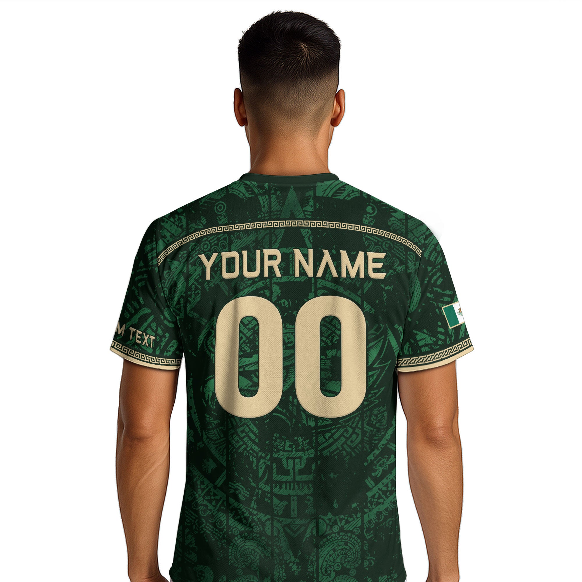 Custom Mexico Soccer Jersey Aztec Calendar Green Heritage Personalized Football Shirt