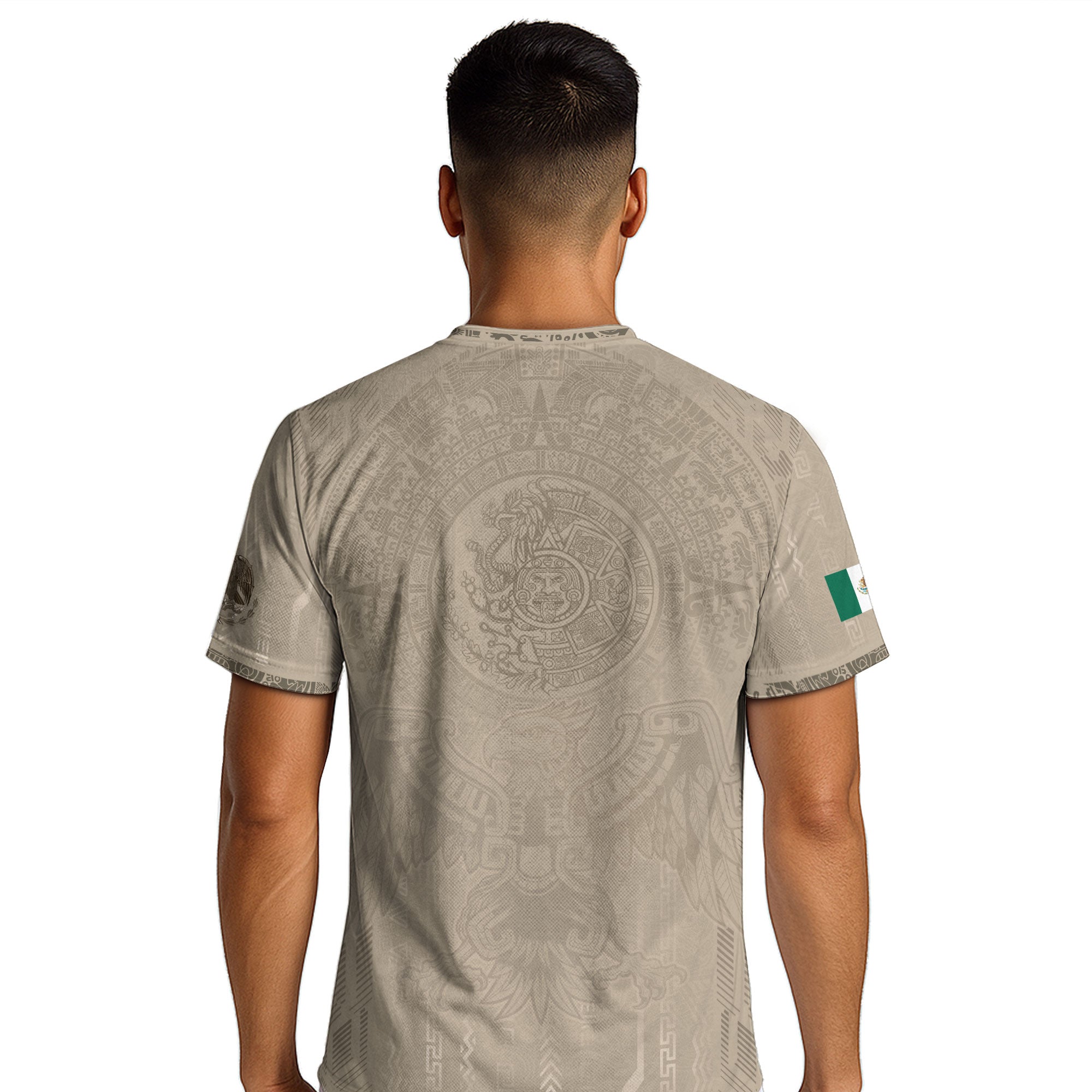 Mexico Soccer Jersey Beige Aztec Calendar Mexican Football Fan Shirt Tee