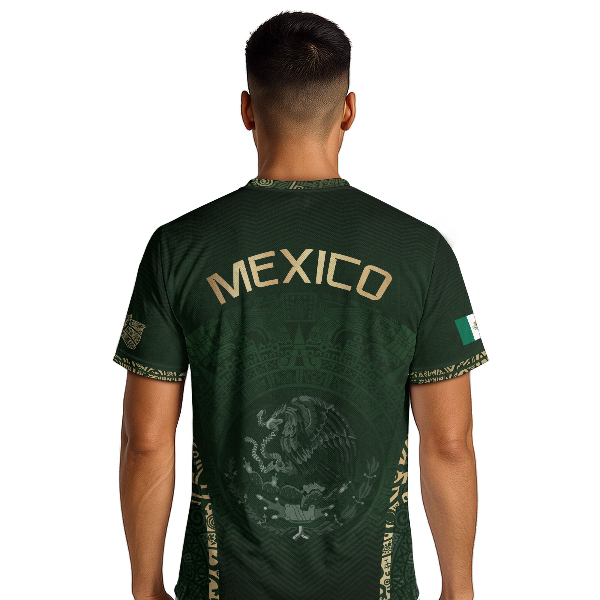 Mexico Soccer Jersey Aztec Sun Calendar Green Gold Football Shirt Men Women