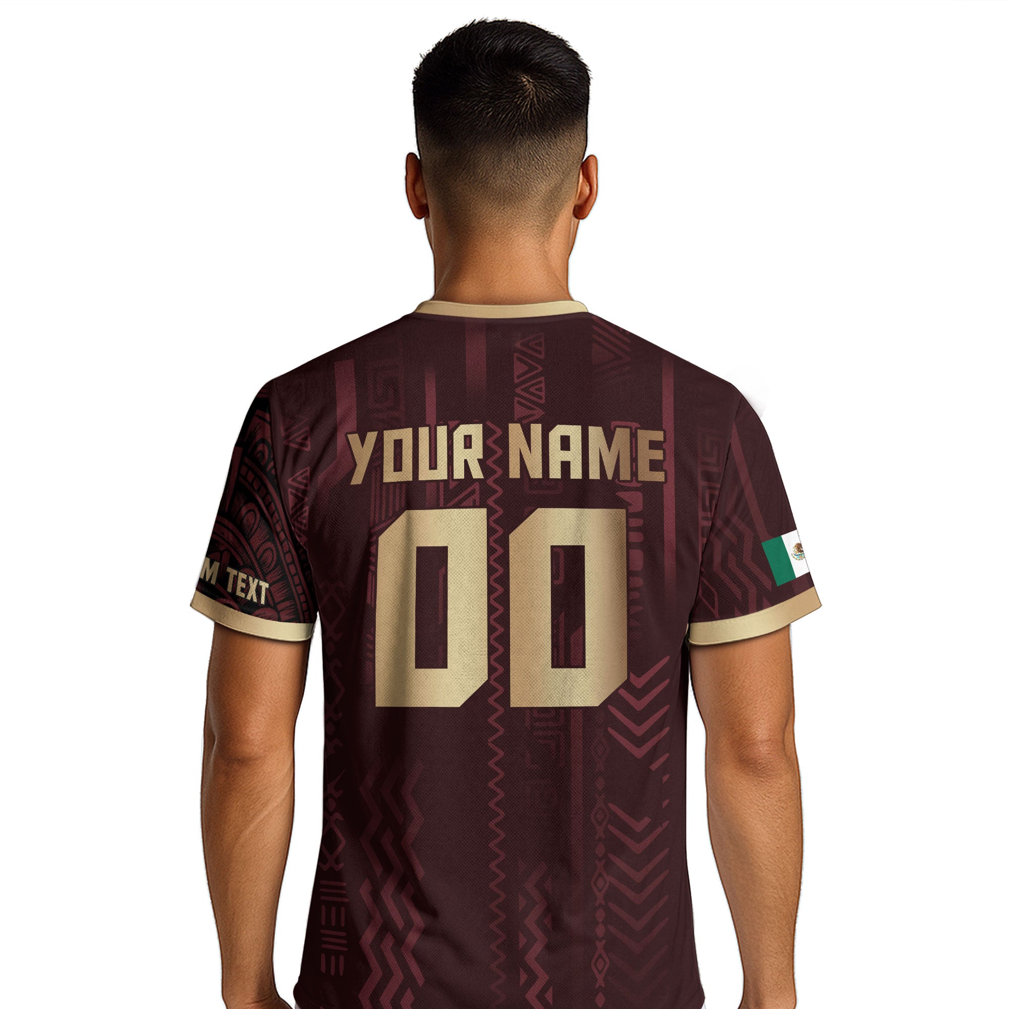 Custom Mexican Heritage Jersey Maroon Aztec Design Mexico Eagle Soccer Shirt Men Women