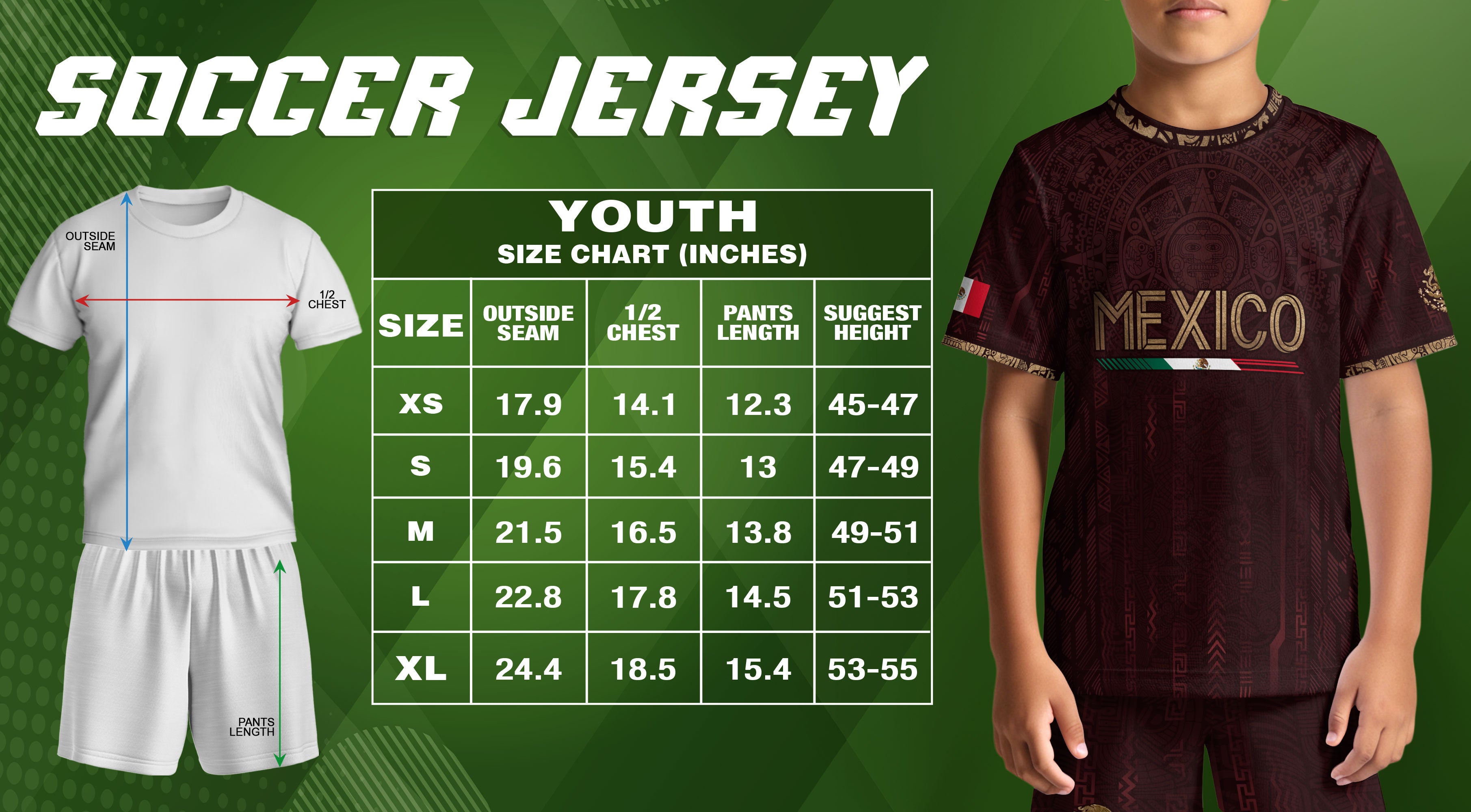 Mexico Soccer Jersey Kid Youth Aztec Calendar Maroon Football Shirt