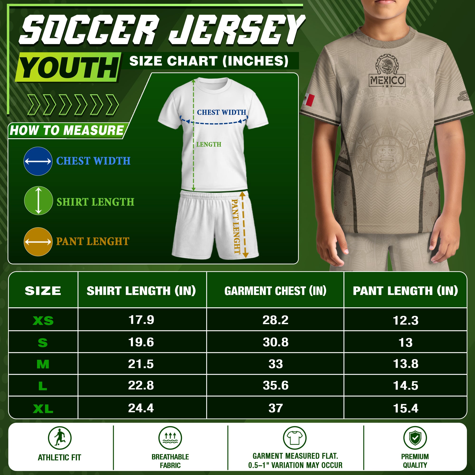 Mexico Kids Soccer Jersey Youth Beige Cream Aztec Calendar Eagle Heritage Football Shirt