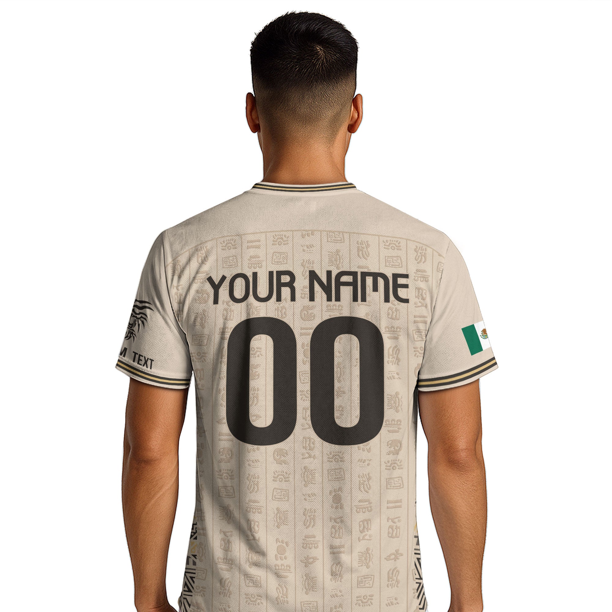 Custom Mexico Soccer Jersey Sand Mayan Glyphs Culture Men Mexican Football Shirt