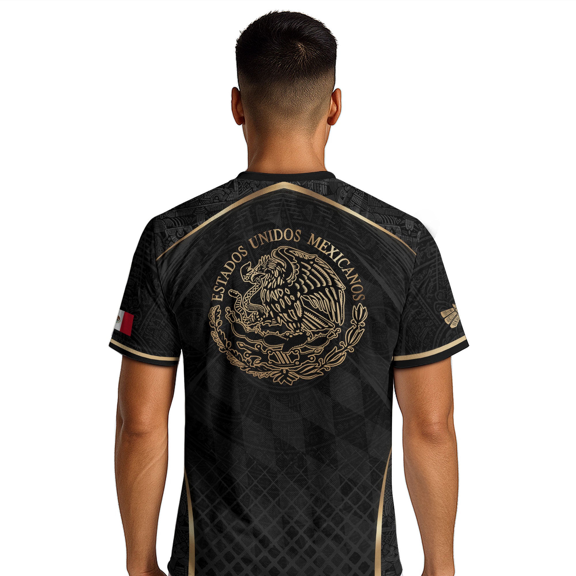 Mexico Soccer Jersey Men Black Gold Aztec Football Shirt Retro Fan Apparel
