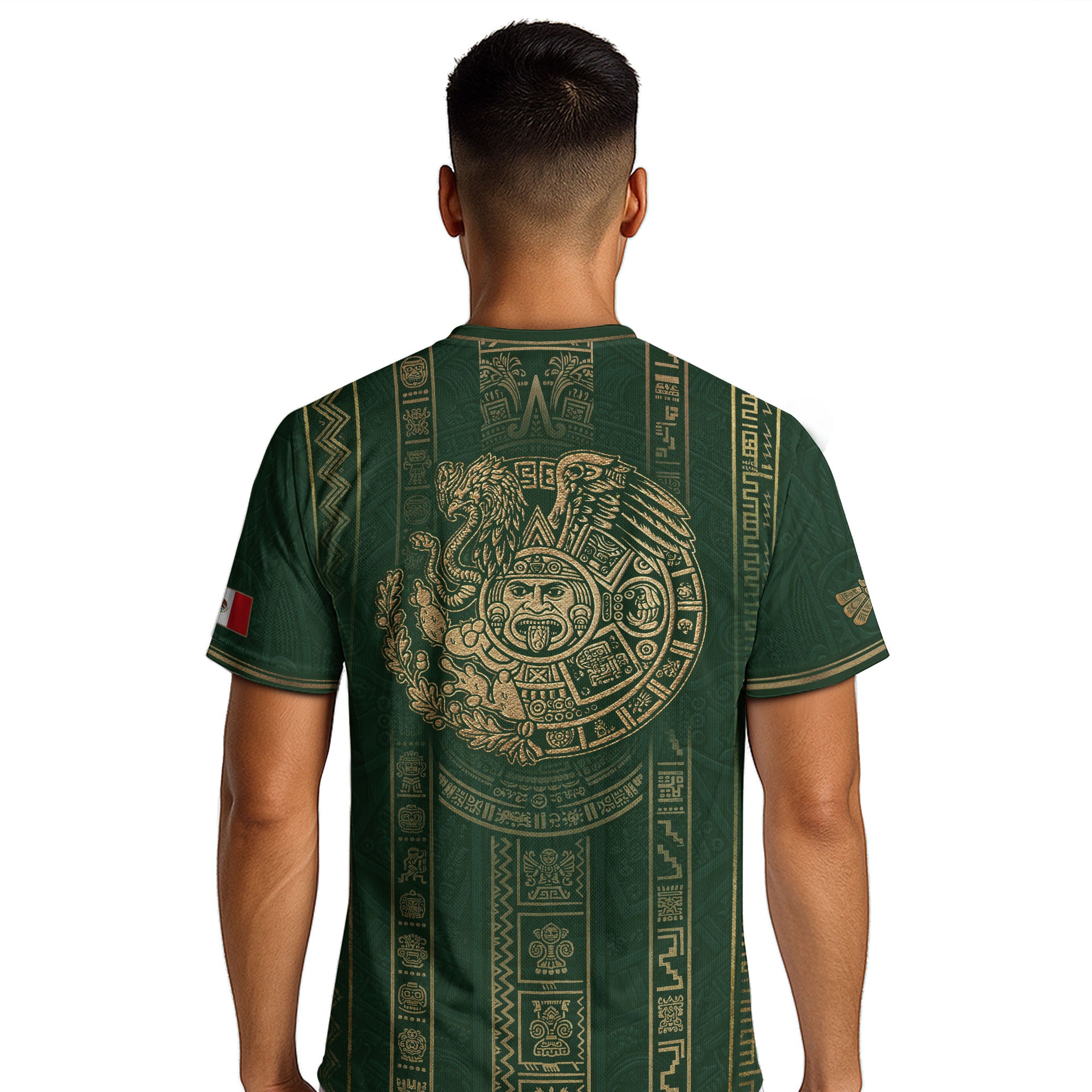 Mexico Soccer Jersey Men Green Gold Aztec Sun Stone Mexican Football Shirt