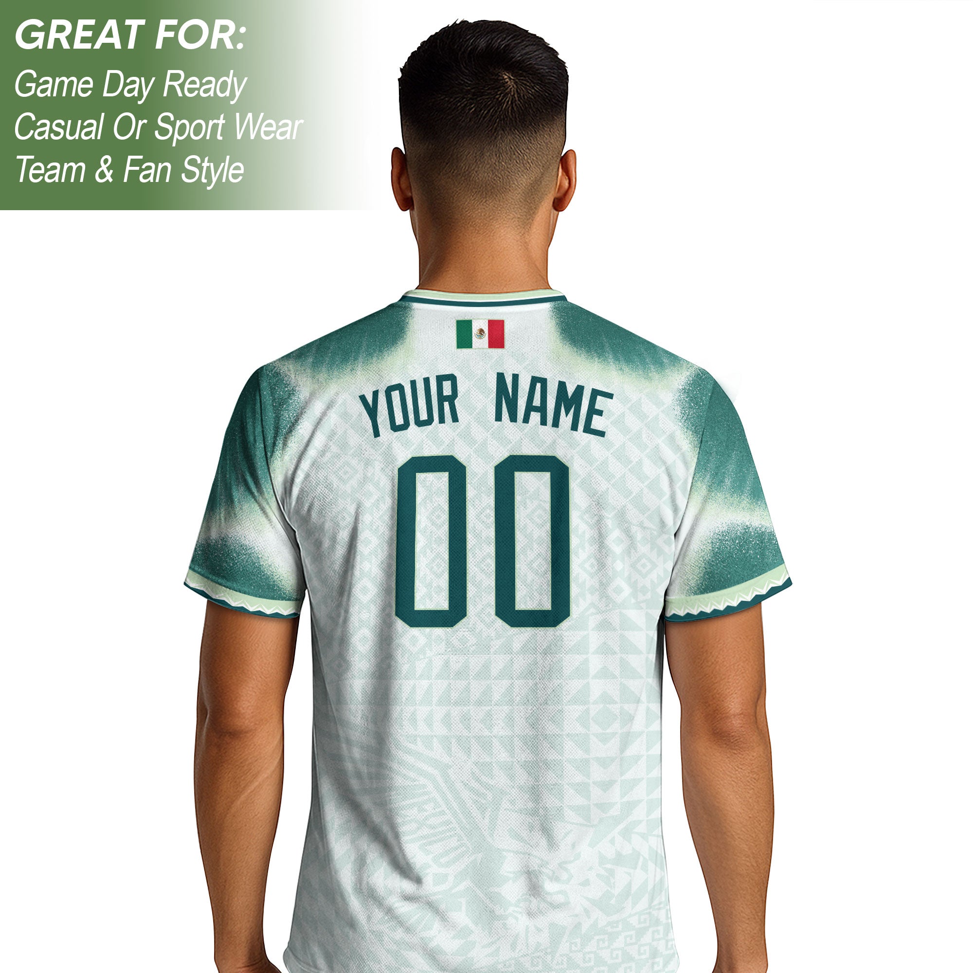 Custom White Mexico Jersey Personalized Name Number Adult Soccer Apparel Patriotic Tee