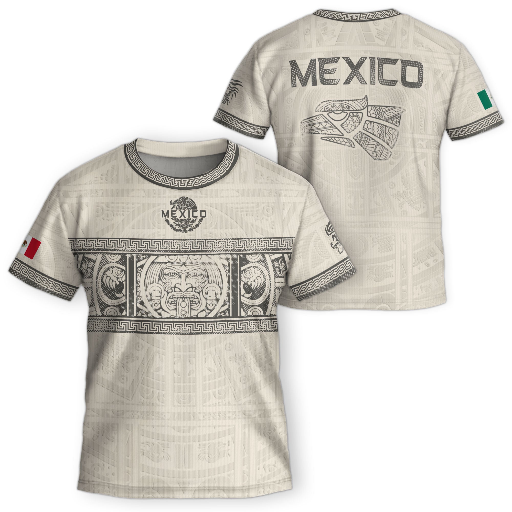 Mexico Kids Soccer Jersey Aztec Art White Youth Football Shirt Toddler Training Kit