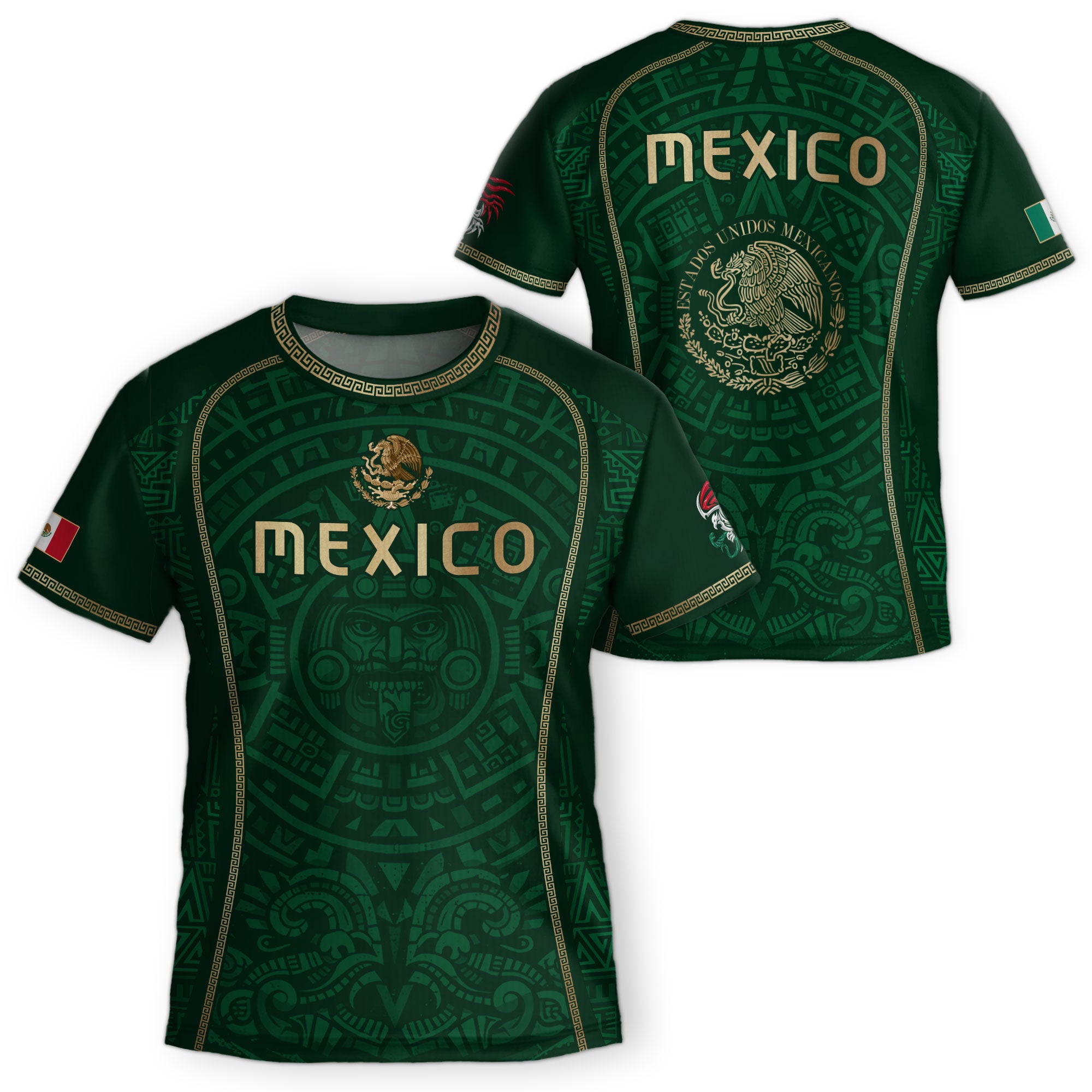 Camiseta de fútbol juvenil con estampado vertical del Águila Dorada Negra de México