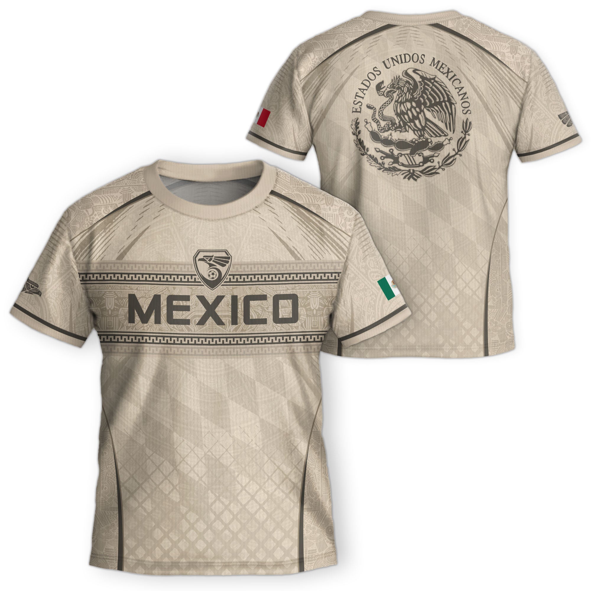 Camiseta de fútbol juvenil con estampado vertical del Águila Dorada Negra de México