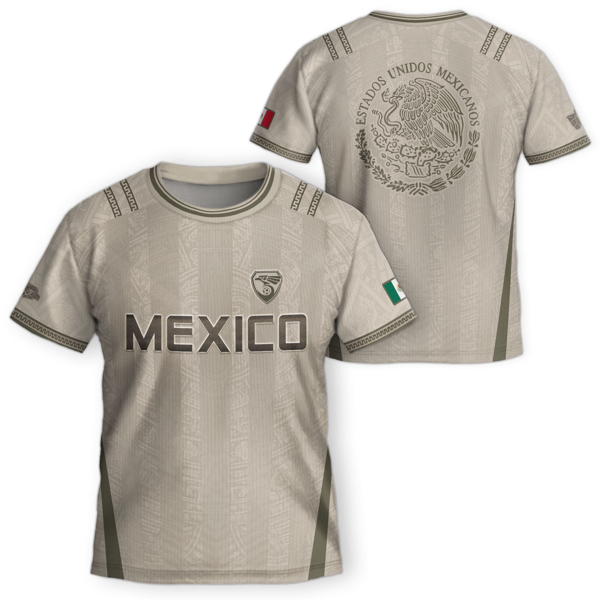 Mexico Youth Soccer Jersey Aztec Style Kids Football Shirt Vintage Breathable Sportswear