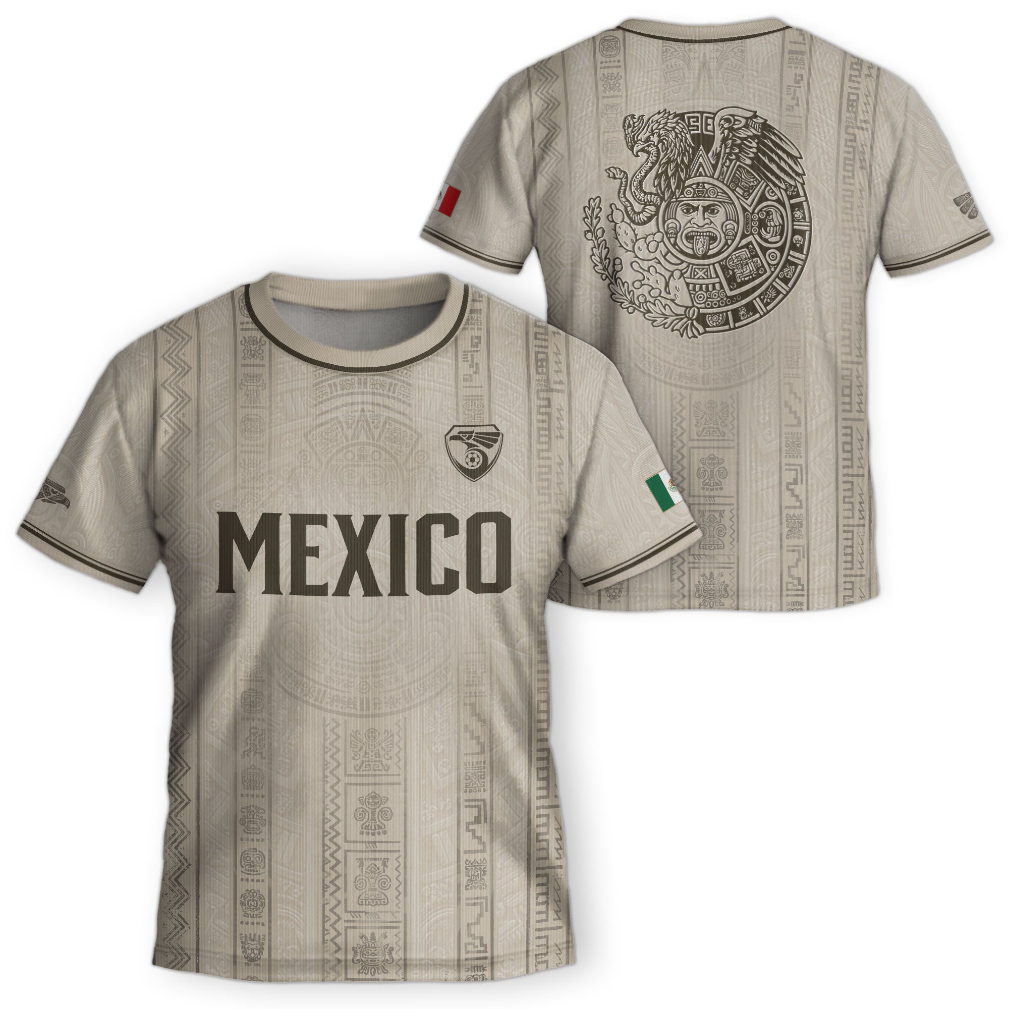Camiseta de fútbol juvenil con estampado vertical del Águila Dorada Negra de México