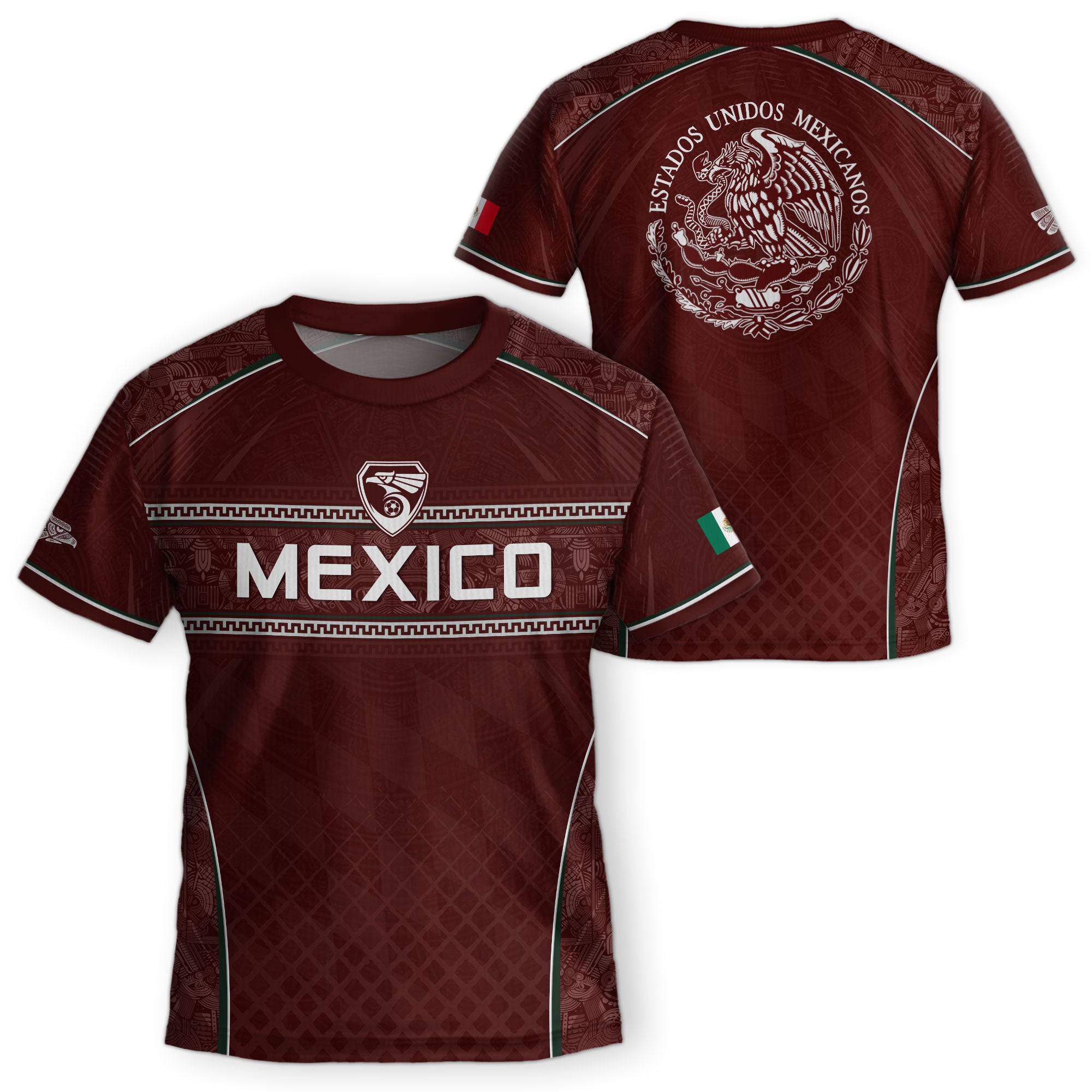 Mexico Soccer Jersey Youth Maroon Aztec Eagle Football Shirt Classic Fan Wear