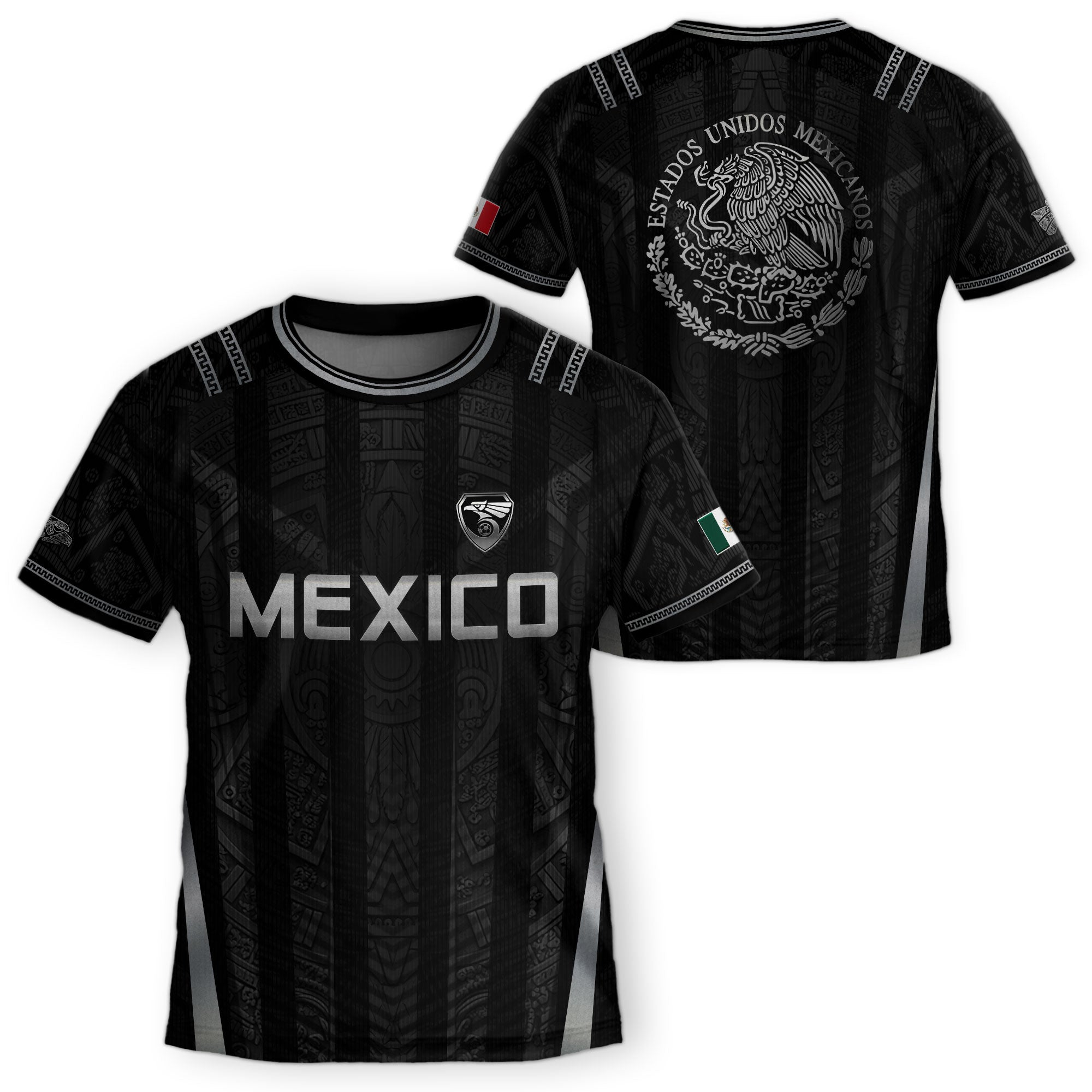 Black Mexico Soccer Jersey Youth Tribal Eagle Football Shirt Premium Sports Top