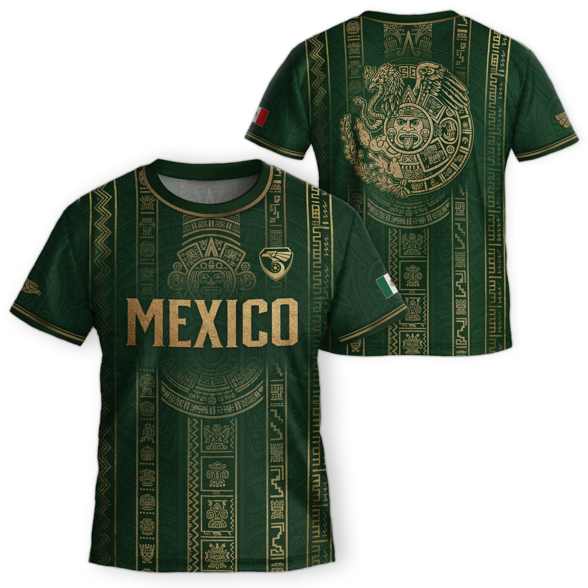 Camiseta de fútbol juvenil con estampado vertical del Águila Dorada Negra de México