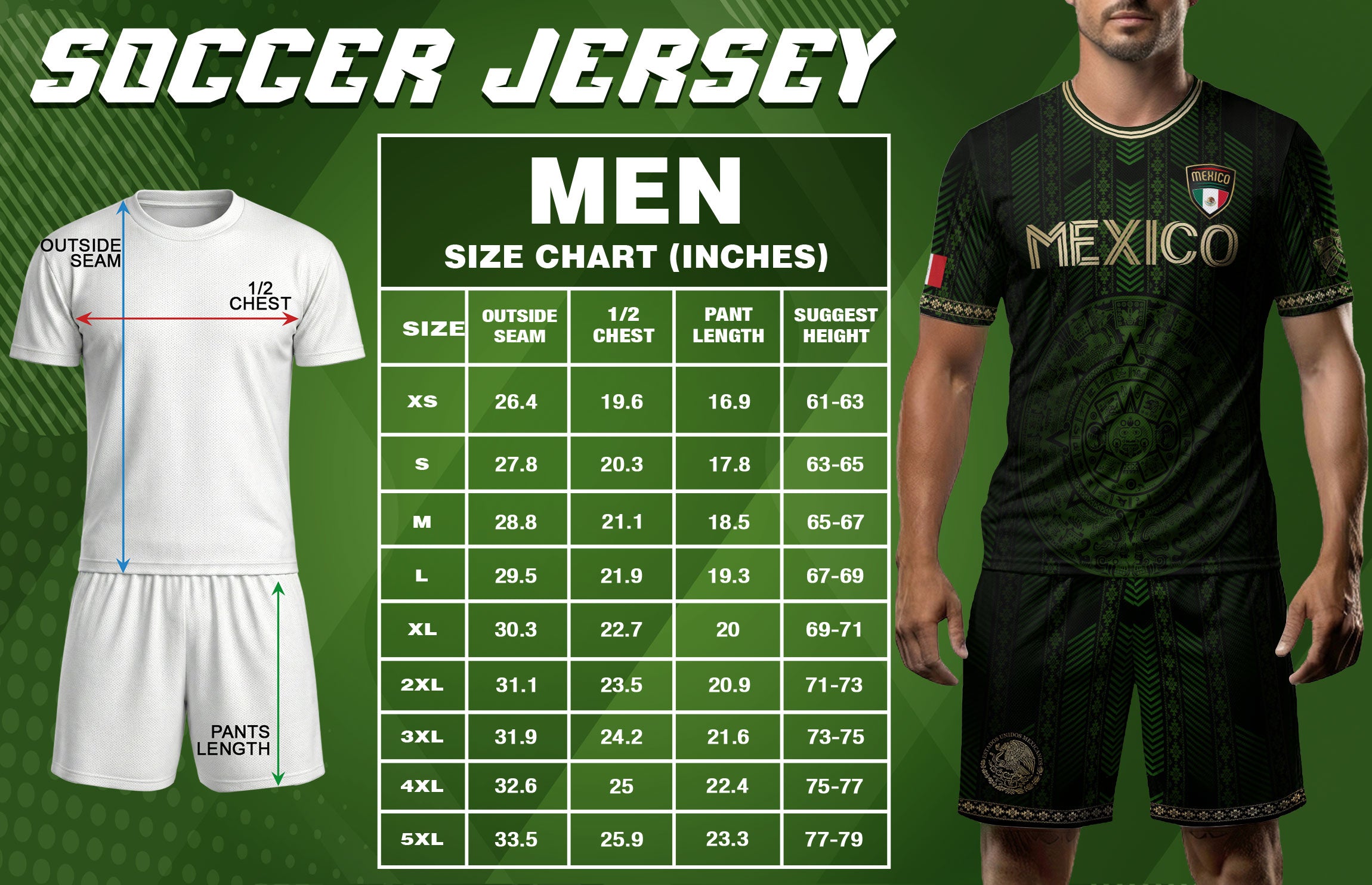 Mexico Green Soccer Jersey with Golden Aztec Calendar and Eagle Crest