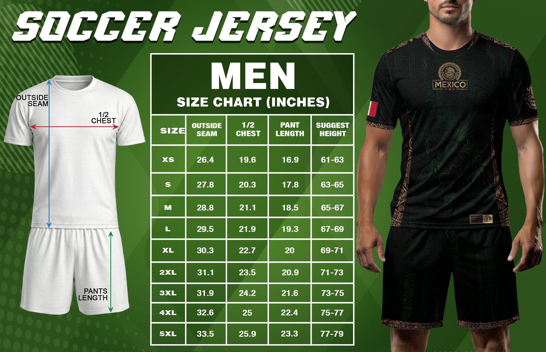 Mexico Green Gold Aztec Eagle Warrior Soccer Jersey