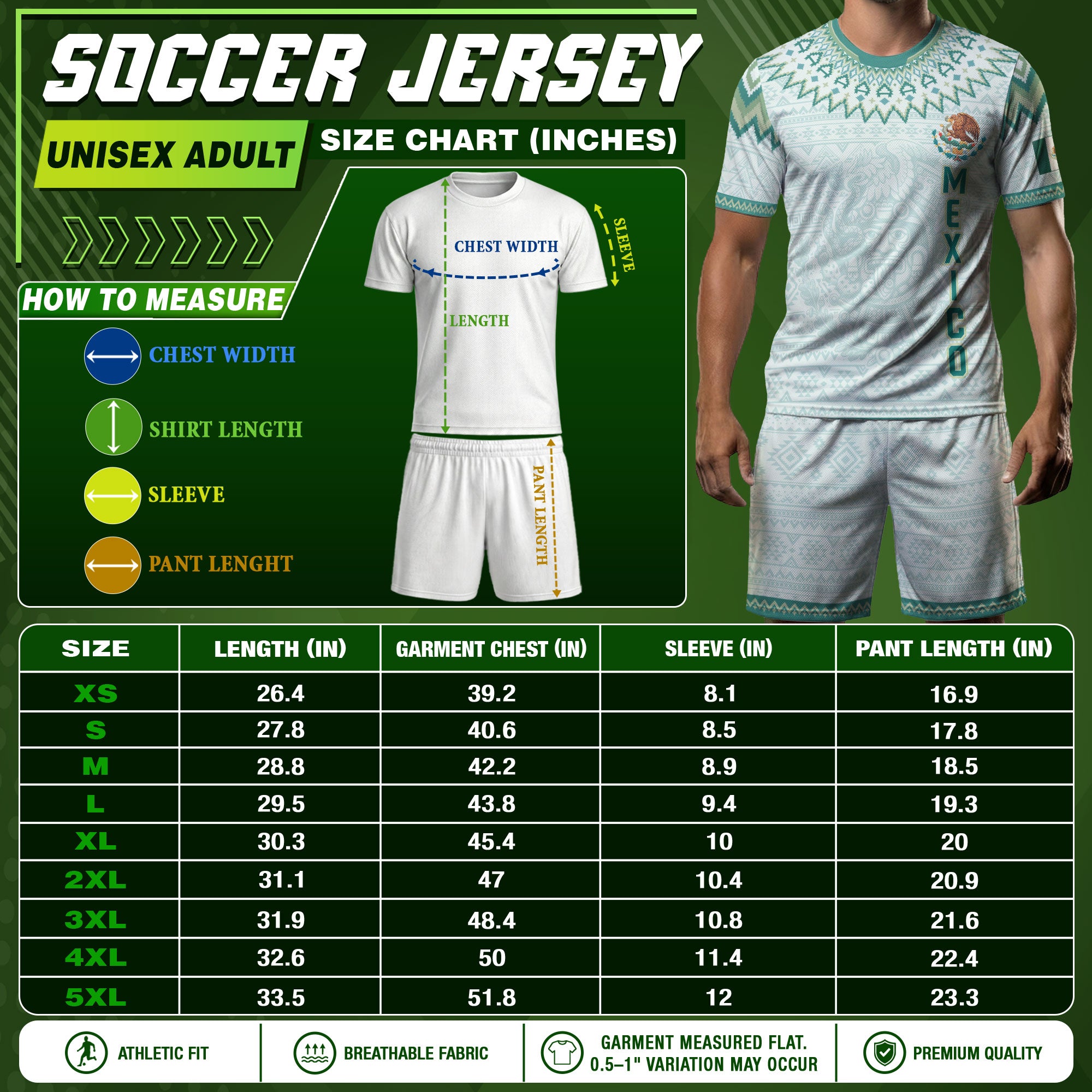 Camiseta de fútbol premium con emblema de águila azteca verde y dorado de México