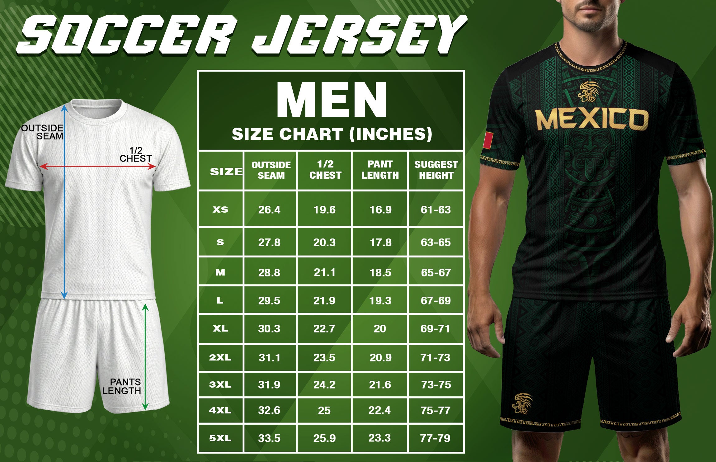 Camiseta de fútbol premium con emblema de águila azteca verde y dorado de México