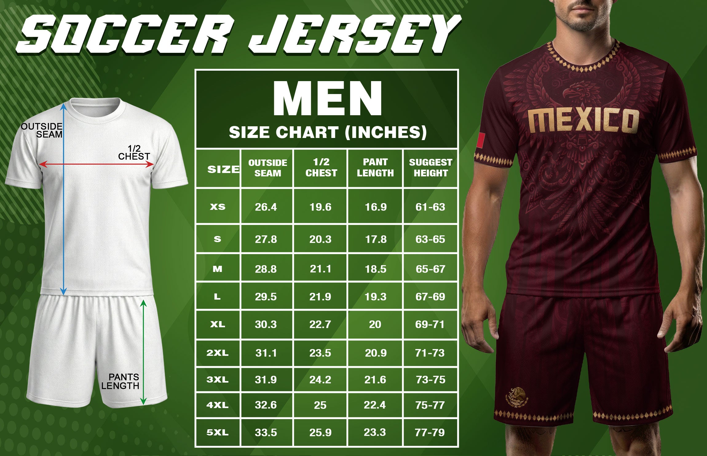 Camiseta de fútbol premium con emblema de águila azteca verde y dorado de México