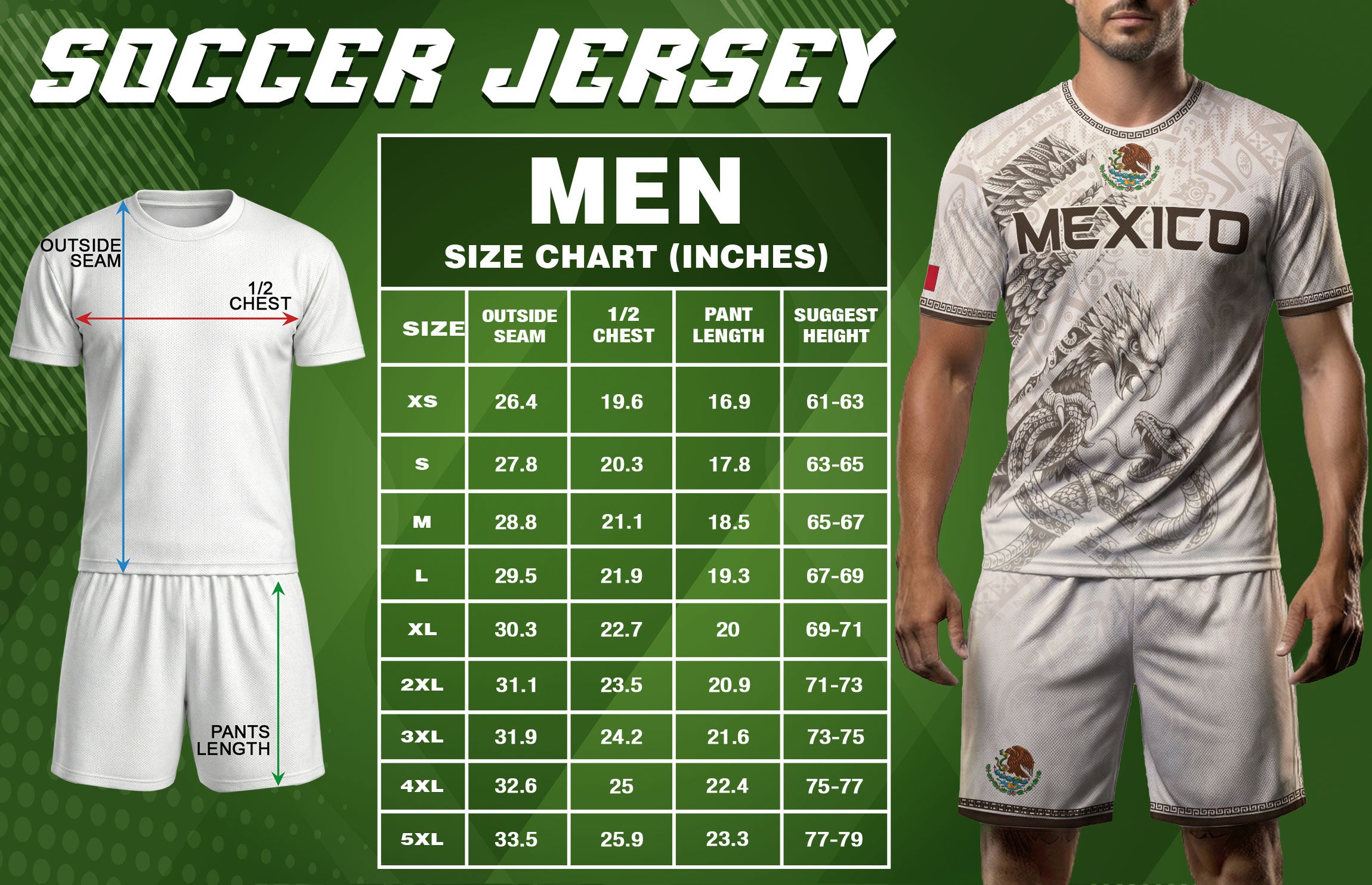 Mexico Soccer Jersey White Aztec Eagle & Snake - Premium National