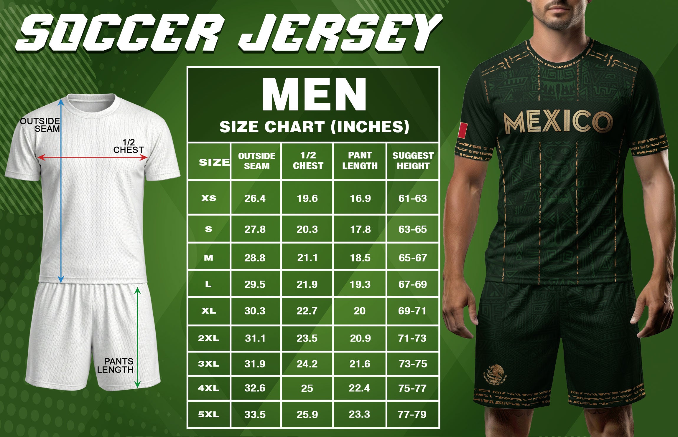 Mexico Soccer Jersey Green Pattern, Stylish Aztec Football Shirt Fans