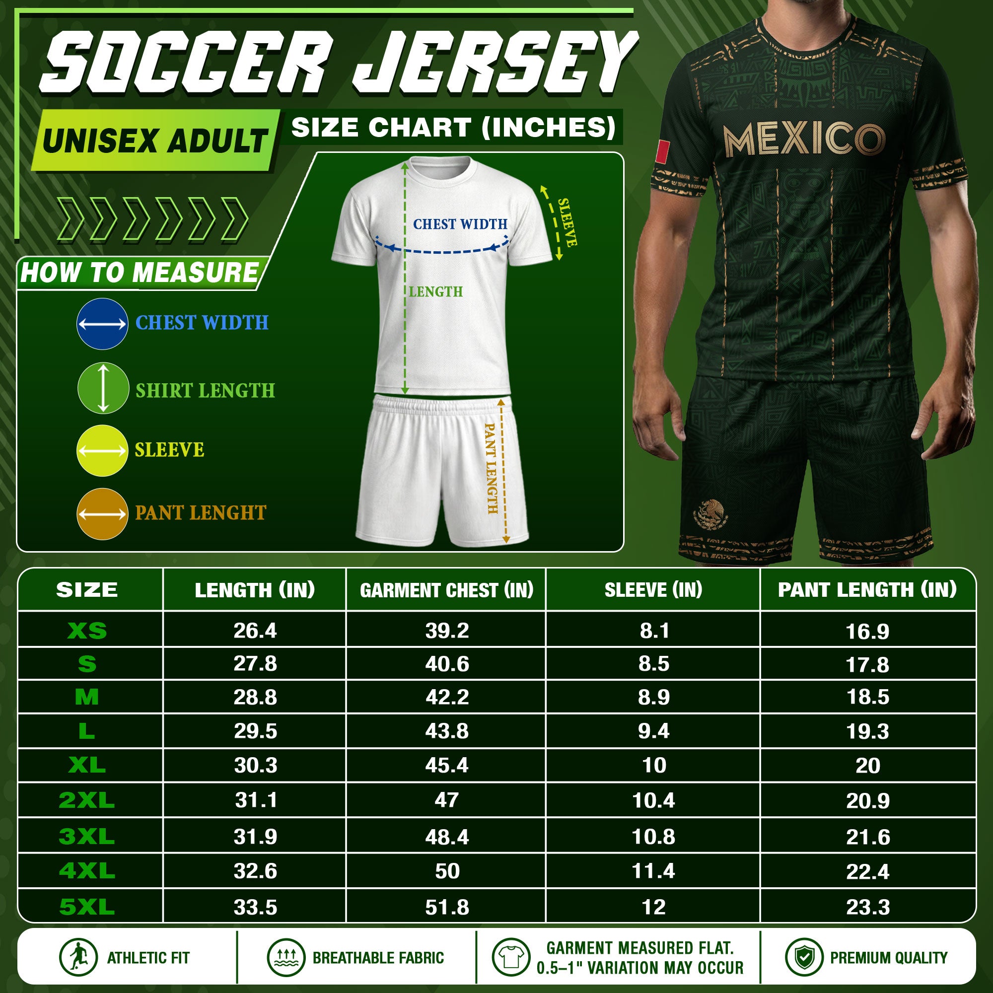 Camiseta de fútbol premium con emblema de águila azteca verde y dorado de México