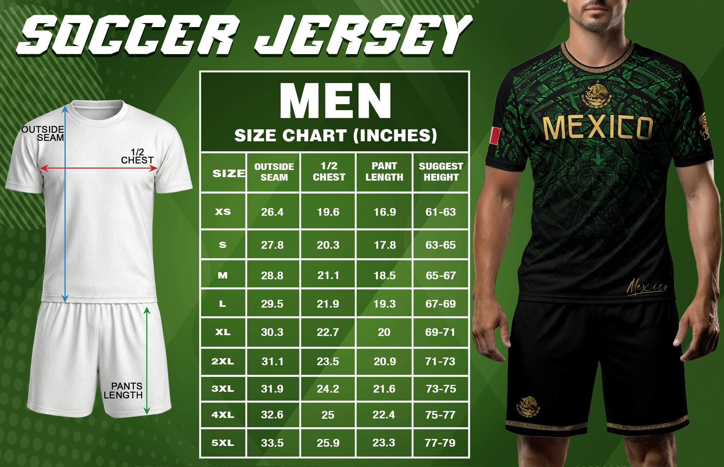 Mexico Soccer Jersey Green Black Aztec Sun Stone - Mexico Fan Heritage Style Shirt For Men, For Women