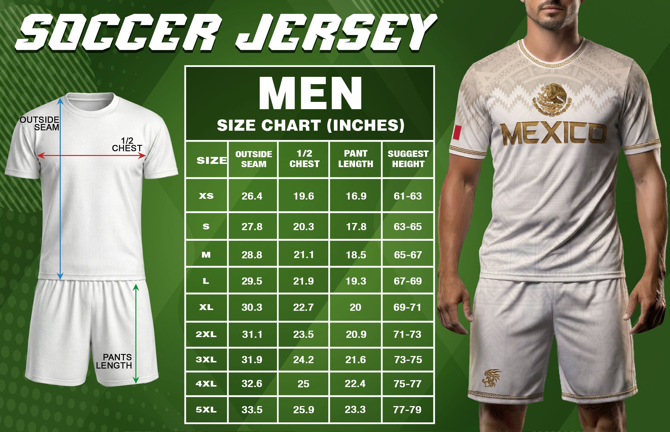 Camiseta de fútbol premium con emblema de águila azteca verde y dorado de México