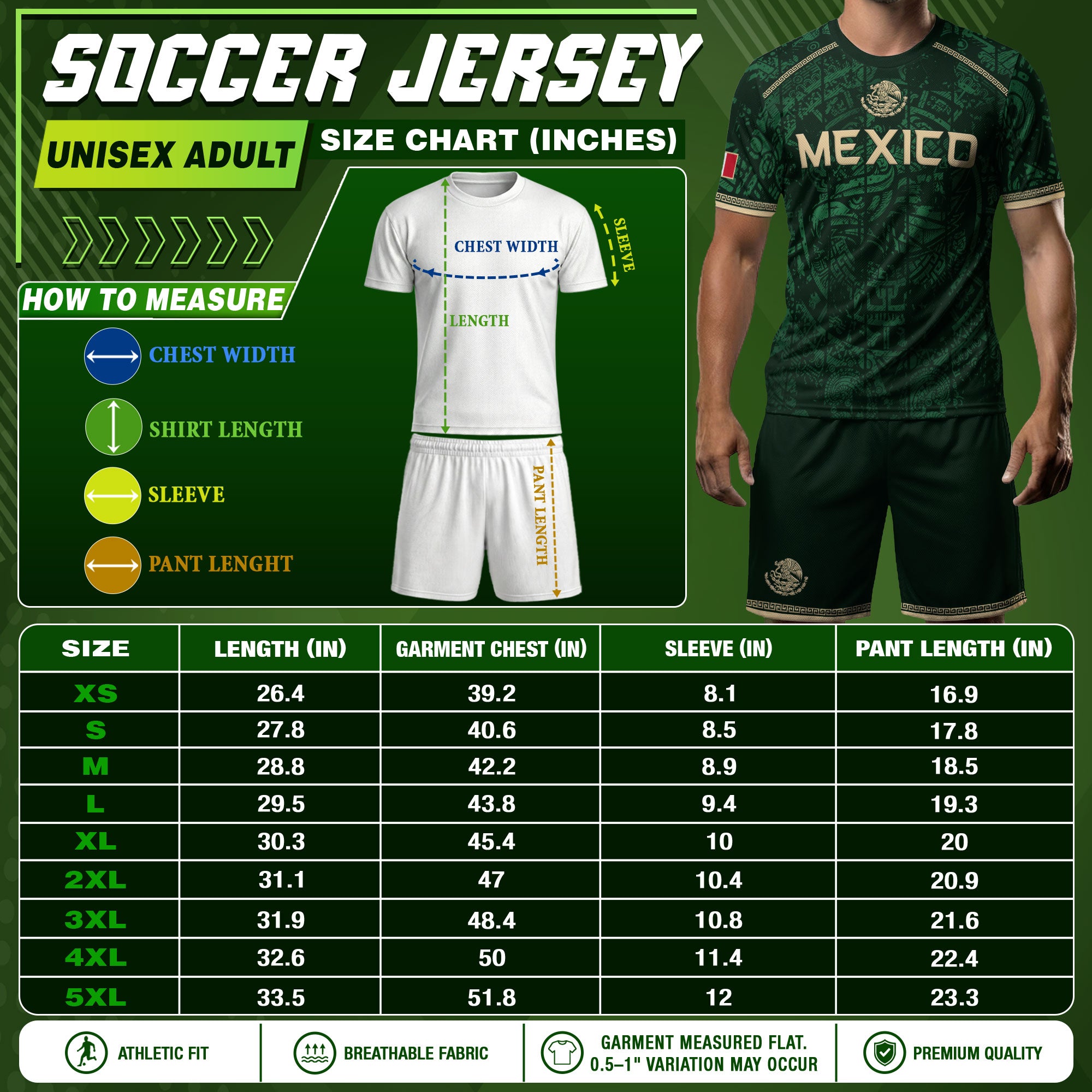 Camiseta de fútbol premium con emblema de águila azteca verde y dorado de México