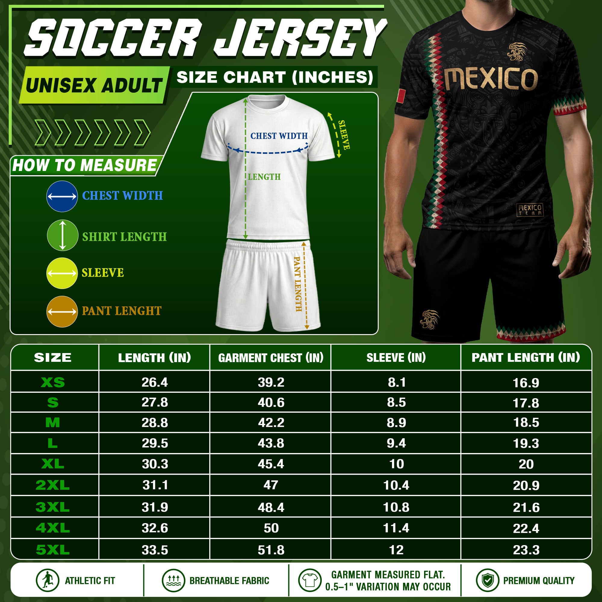 Camiseta de fútbol premium con emblema de águila azteca verde y dorado de México