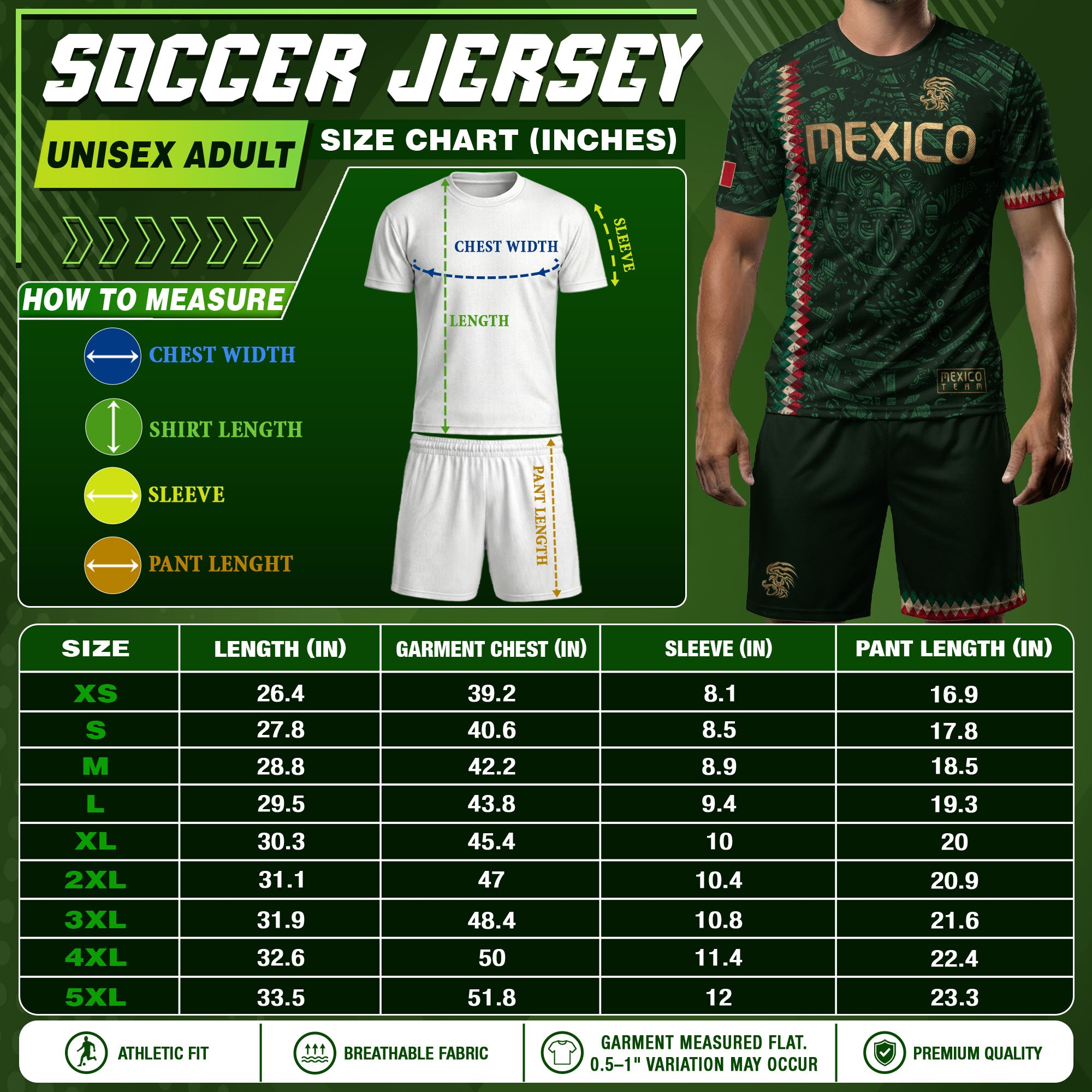Camiseta de fútbol premium con emblema de águila azteca verde y dorado de México