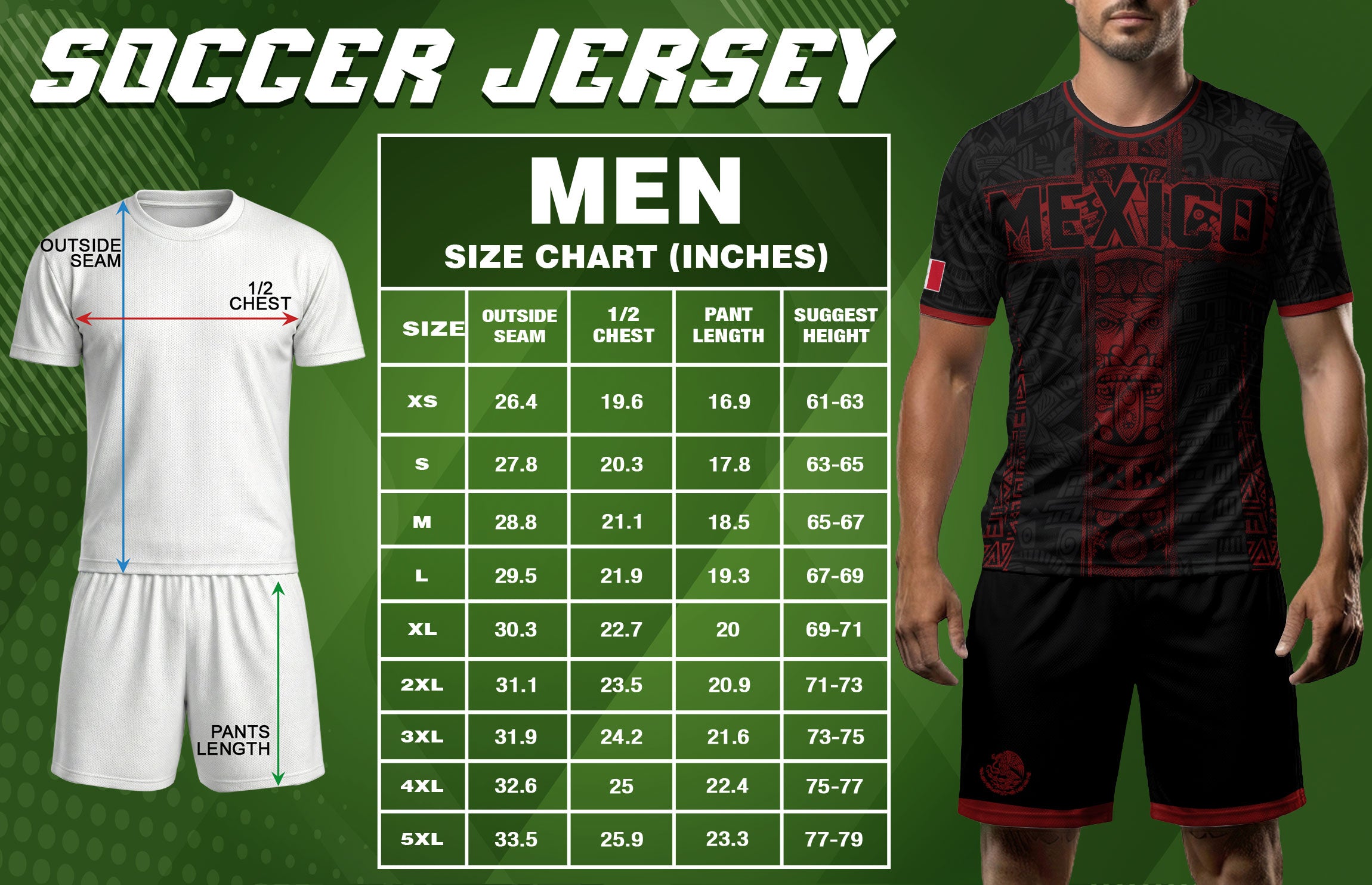 Mexico Soccer Jersey Men Black Red Aztec Cross Warrior Mexican Football Shirt