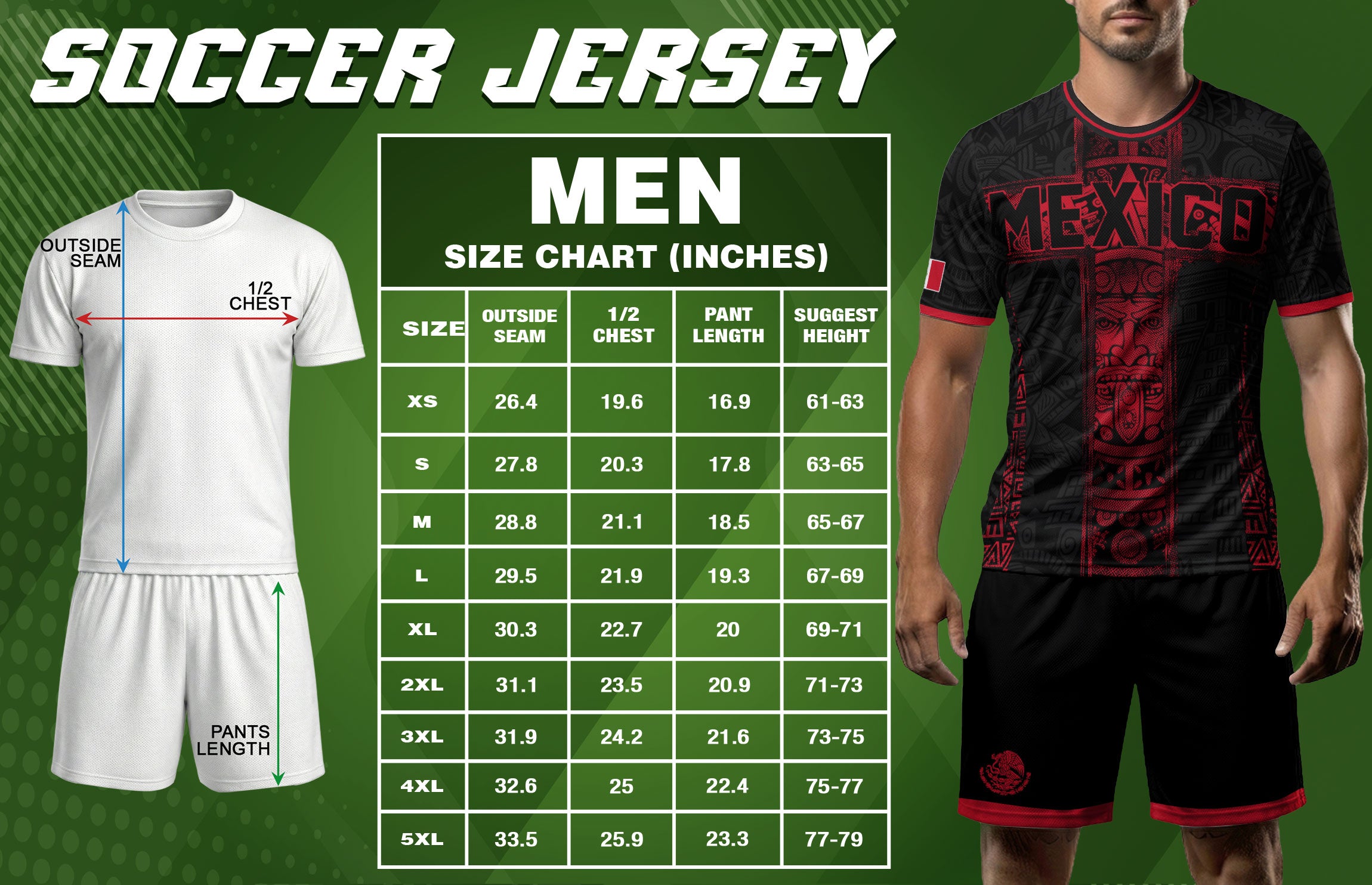 Mexico Soccer Jersey Men Black Red Aztec Cross Warrior Mexican Football Shirt