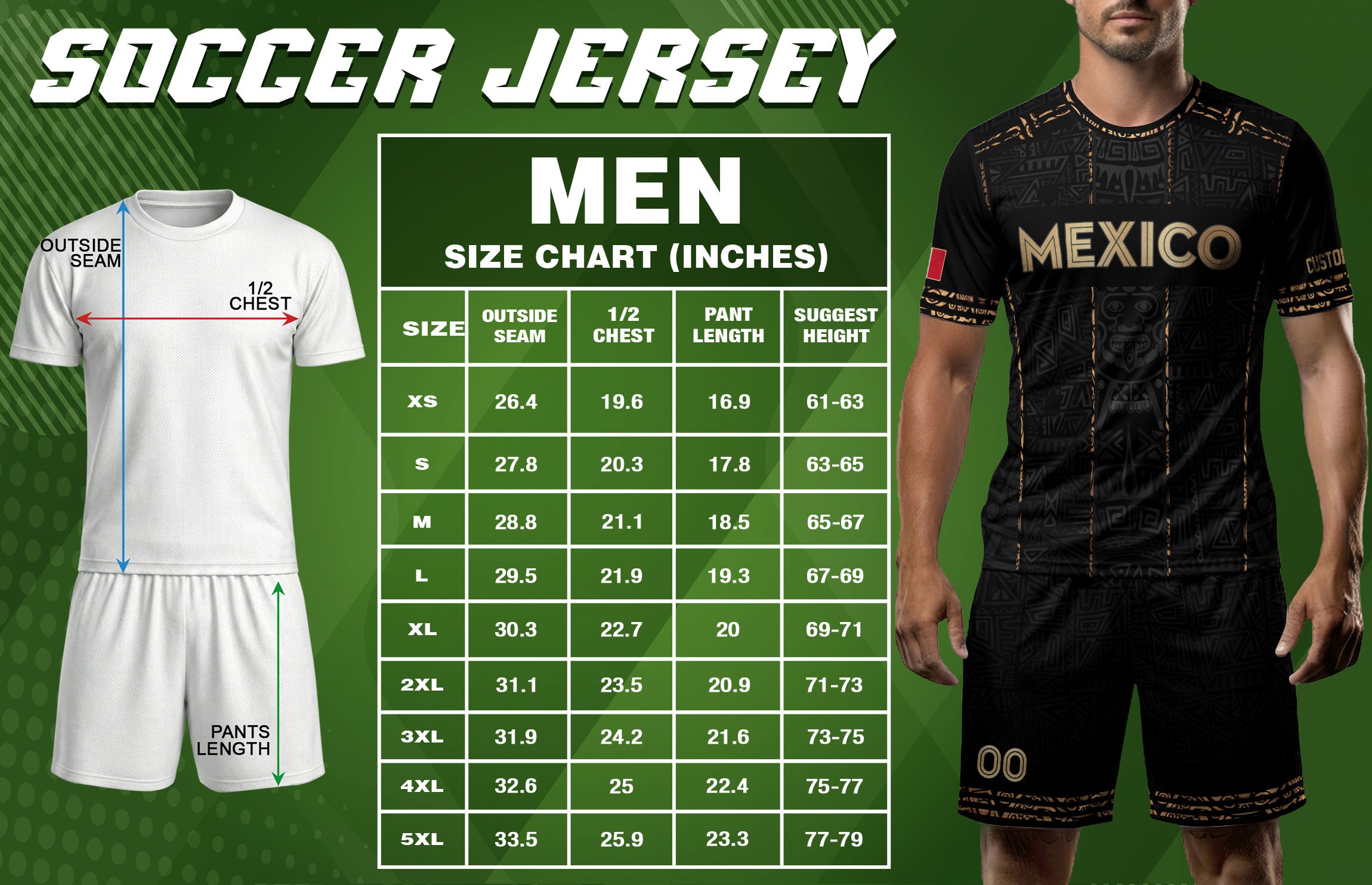 Mexico Soccer Jersey Custom Name - Aztec Heritage Black & Gold Tribal Football Shirt