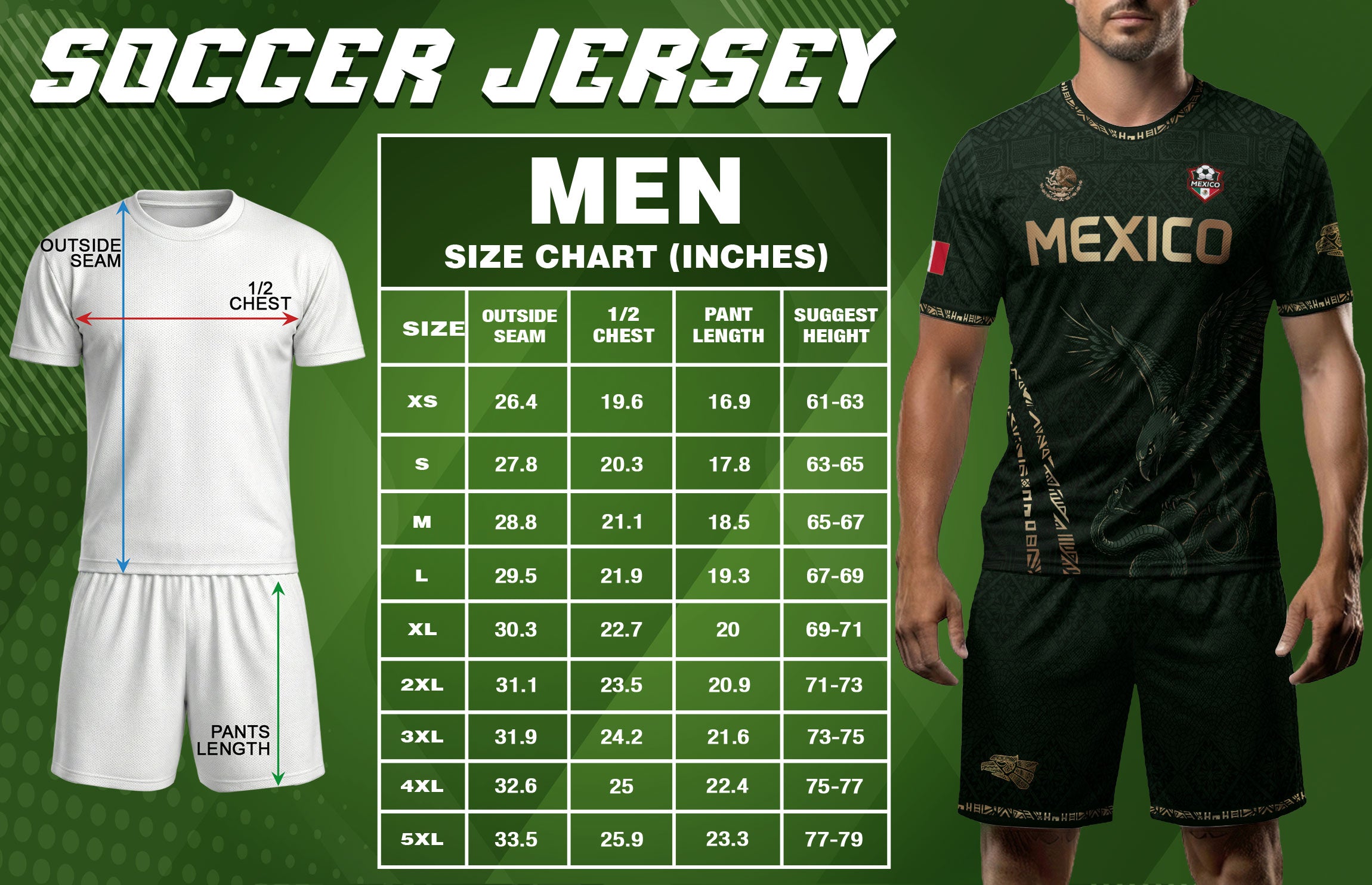 Camiseta de fútbol premium con emblema de águila azteca verde y dorado de México