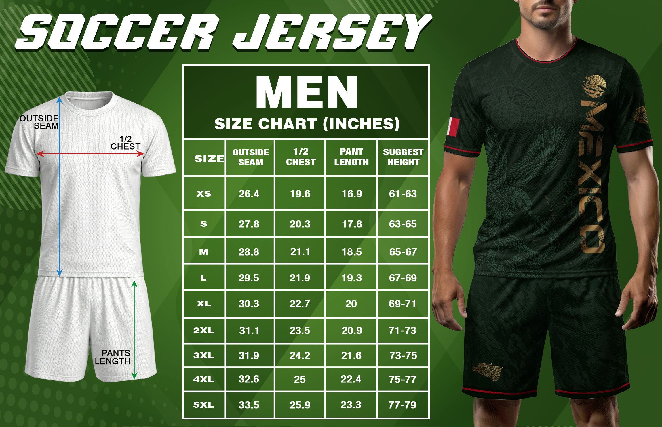 Camiseta de fútbol premium con emblema de águila azteca verde y dorado de México