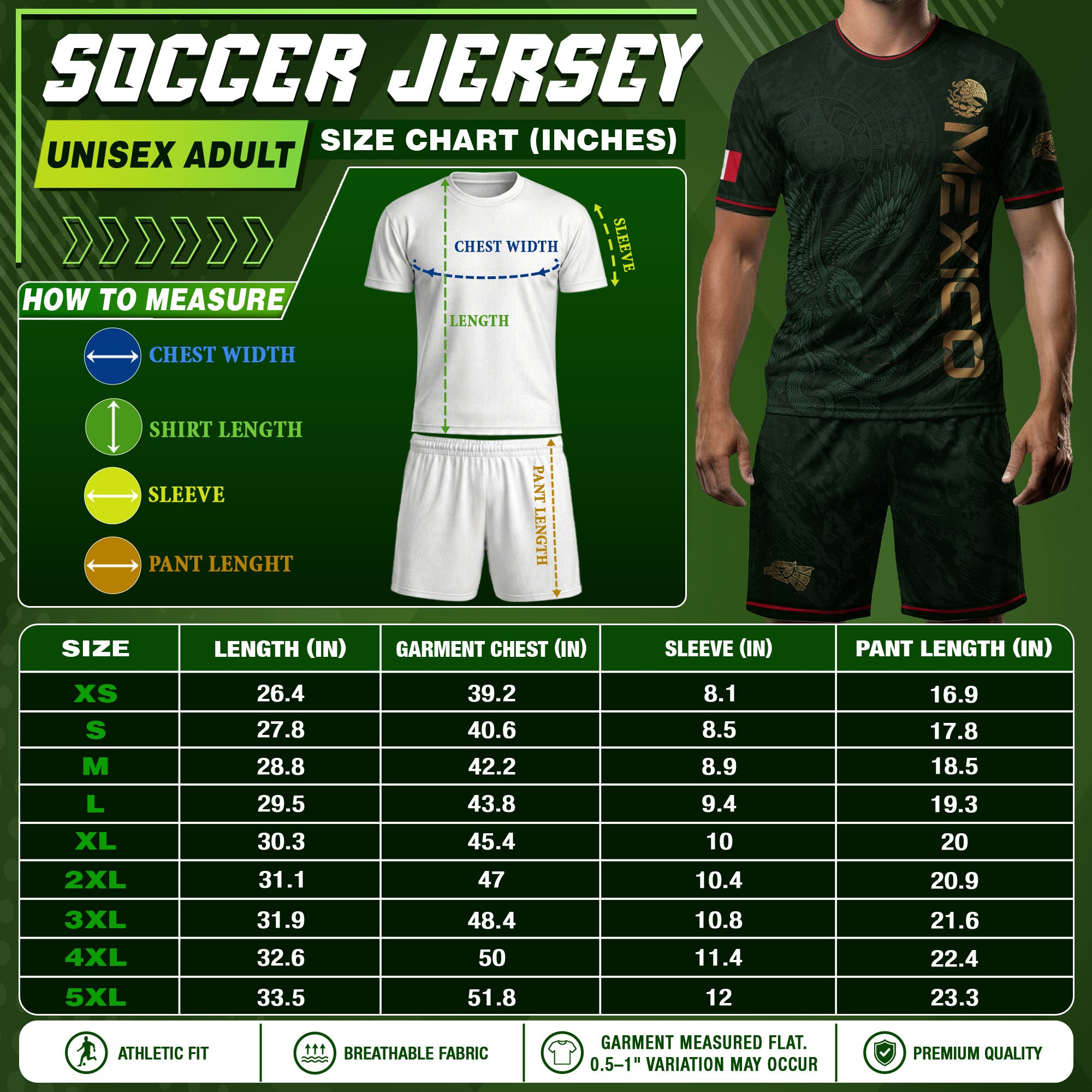Green Mexico Football Jersey Aztec Eagle Mexican Soccer Fan Apparel Tee