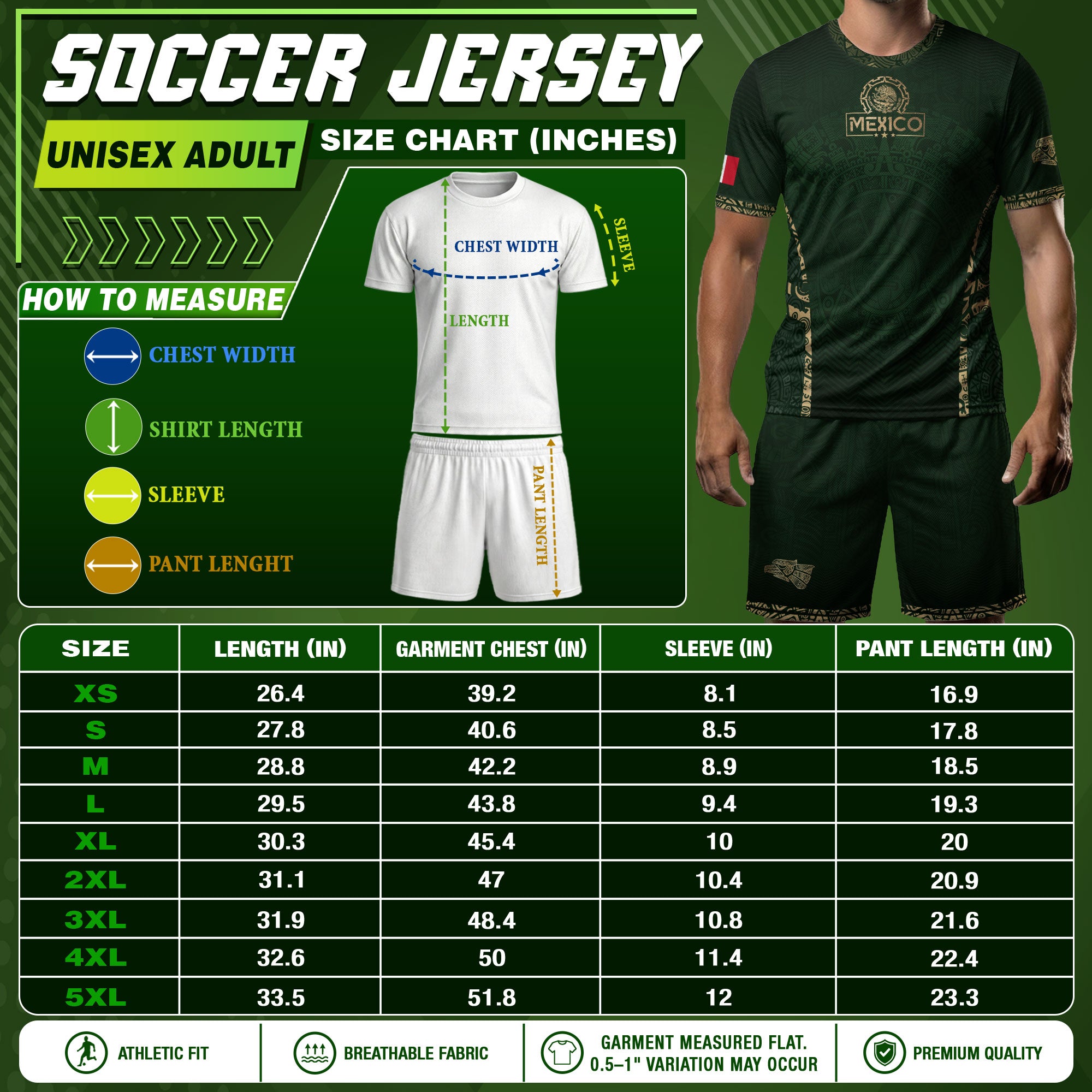 Camiseta de fútbol premium con emblema de águila azteca verde y dorado de México