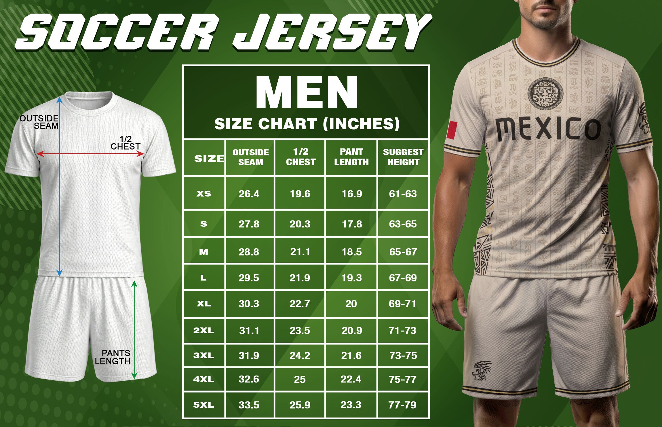 Camiseta de fútbol premium con emblema de águila azteca verde y dorado de México